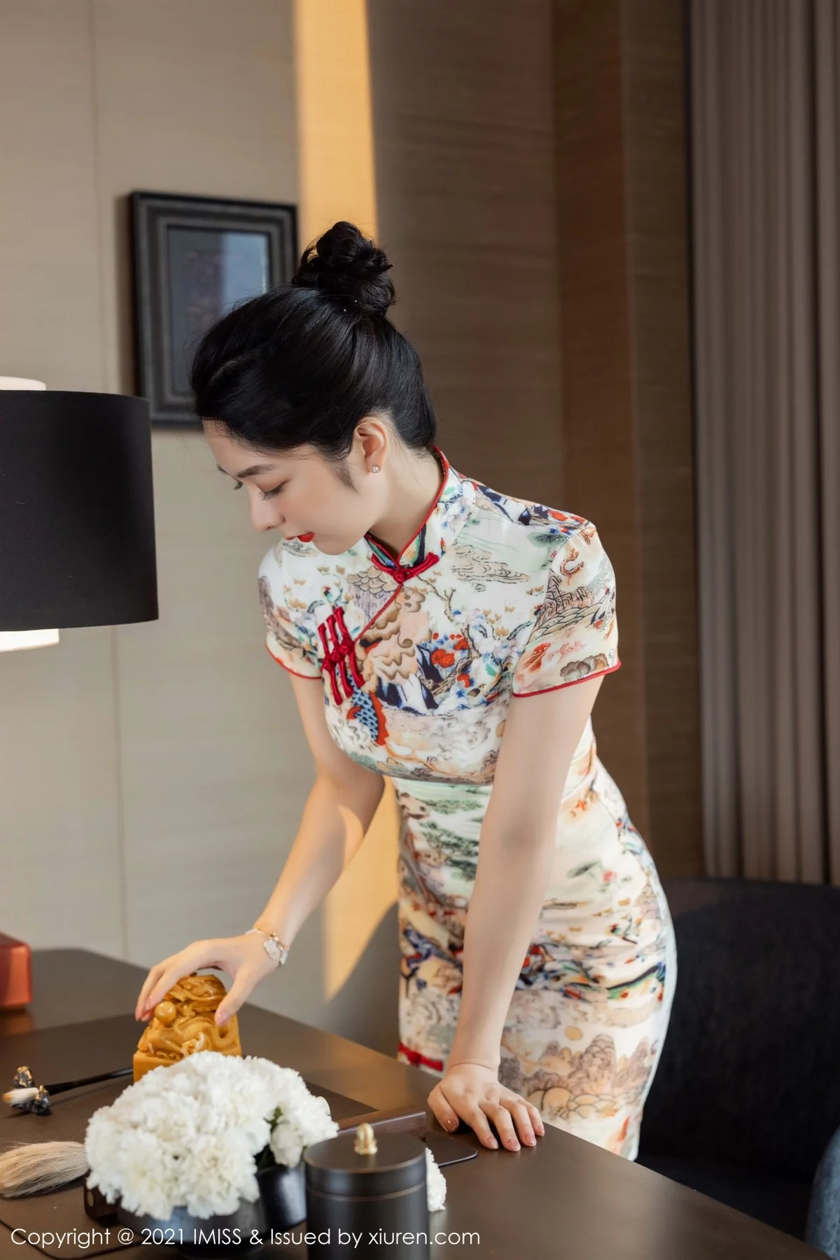 Angela-[IMISS爱蜜社]Vol.593_女神Angela00私房脱古韵旗袍露性感内衣秀完美身材诱惑写真41P-第1章-图片1