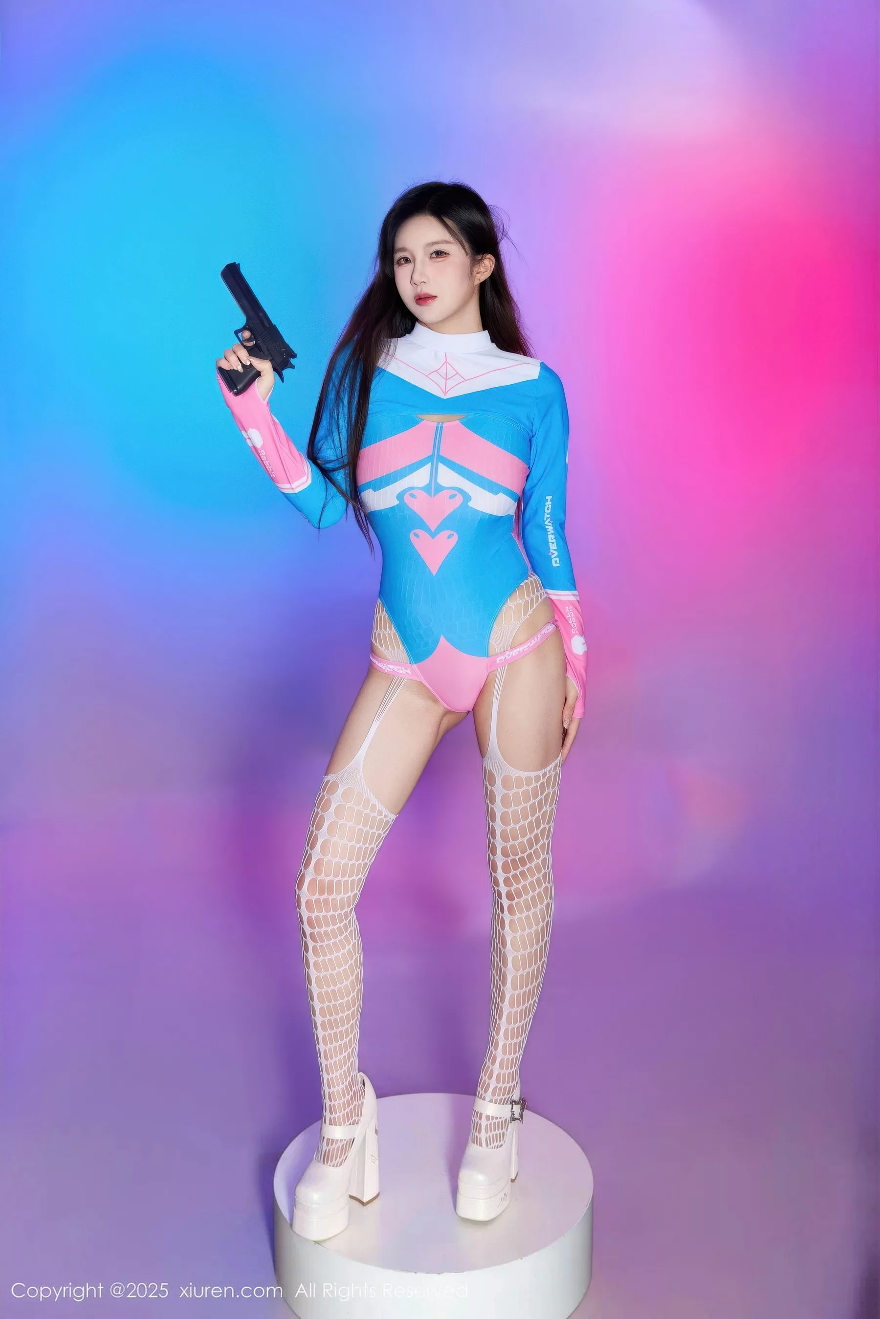 模特小肉肉咪性感Cosplay装扮白色连体网袜秀凹凸身材诱惑写真62P-第1章-图片3