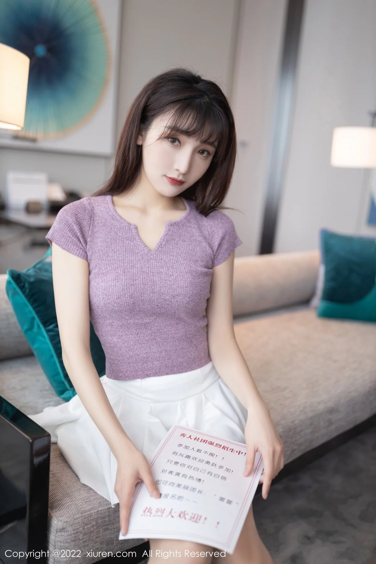 模特陆萱萱角色扮演主题紫色上衣半脱露紫色内衣撩人诱惑写真79P-第1章-图片2