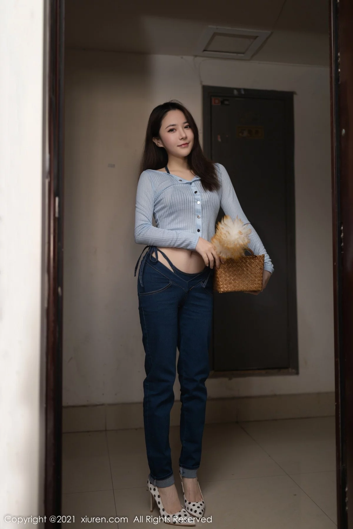 模特鱼子酱Fish家居女友主题私房半脱露牛仔内衣完美诱惑写真84P-第1章-图片1