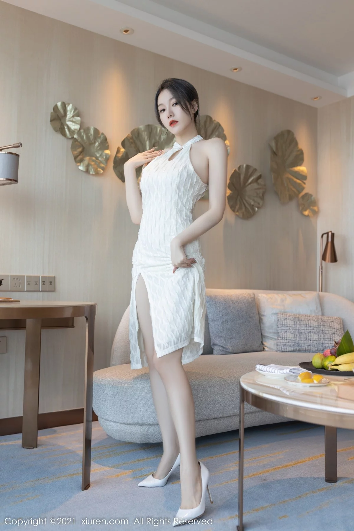 模特安然Maleah私房脱白纱连衣裙露红色蕾丝内衣惹火诱惑写真80P-第1章-图片3
