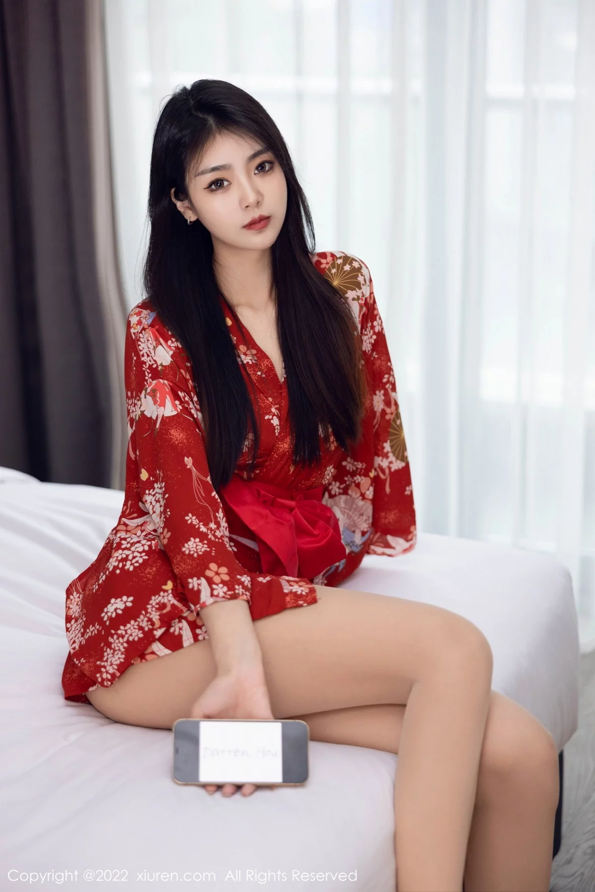 模特可乐Vicky红色图案服饰配超薄无内肉丝秀翘臀美腿诱惑写真53P-第1章-图片2