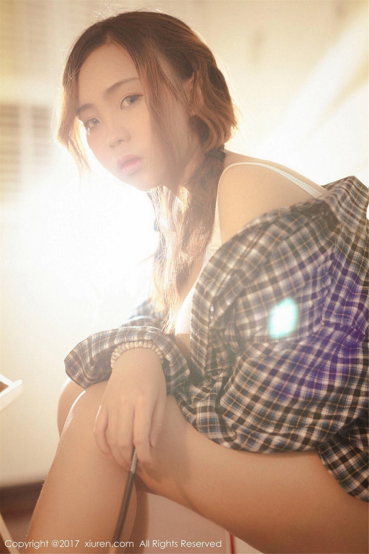 嫩模米爱Demon格子衬衫下半透内衣秀傲人美乳完美诱惑写真50P-第1章-图片1