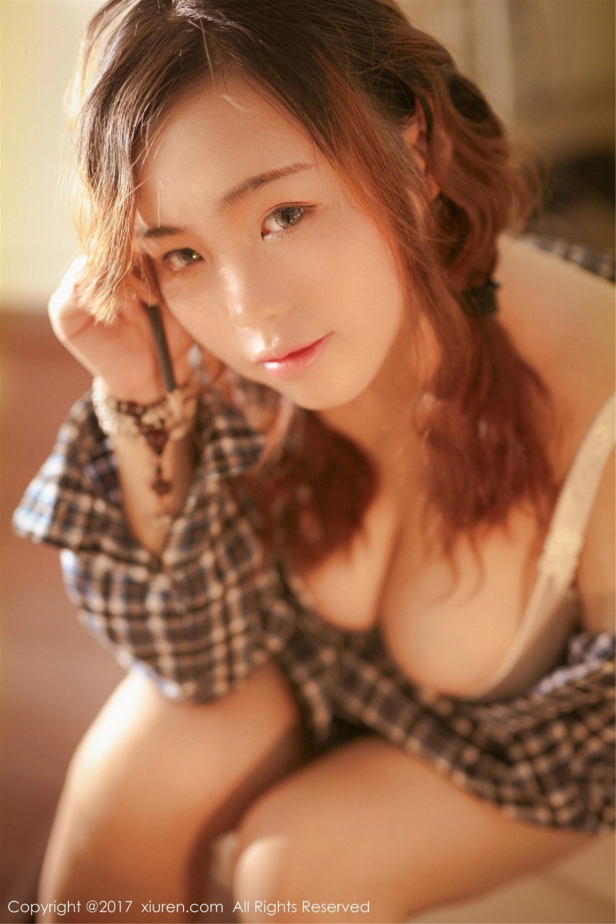 嫩模米爱Demon格子衬衫下半透内衣秀傲人美乳完美诱惑写真50P-第1章-图片2