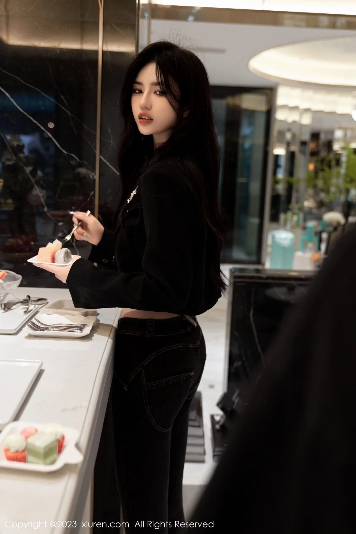 模特浅浅Danny性感黑色轻透内衣配超薄肉丝秀丰腴身姿诱惑写真89P-第1章-图片2