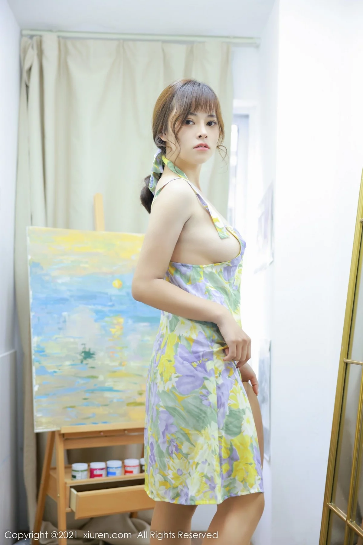 模特奈沐子云南大理旅拍画室创作主题露豪乳带子遮点诱惑写真57P-第1章-图片1