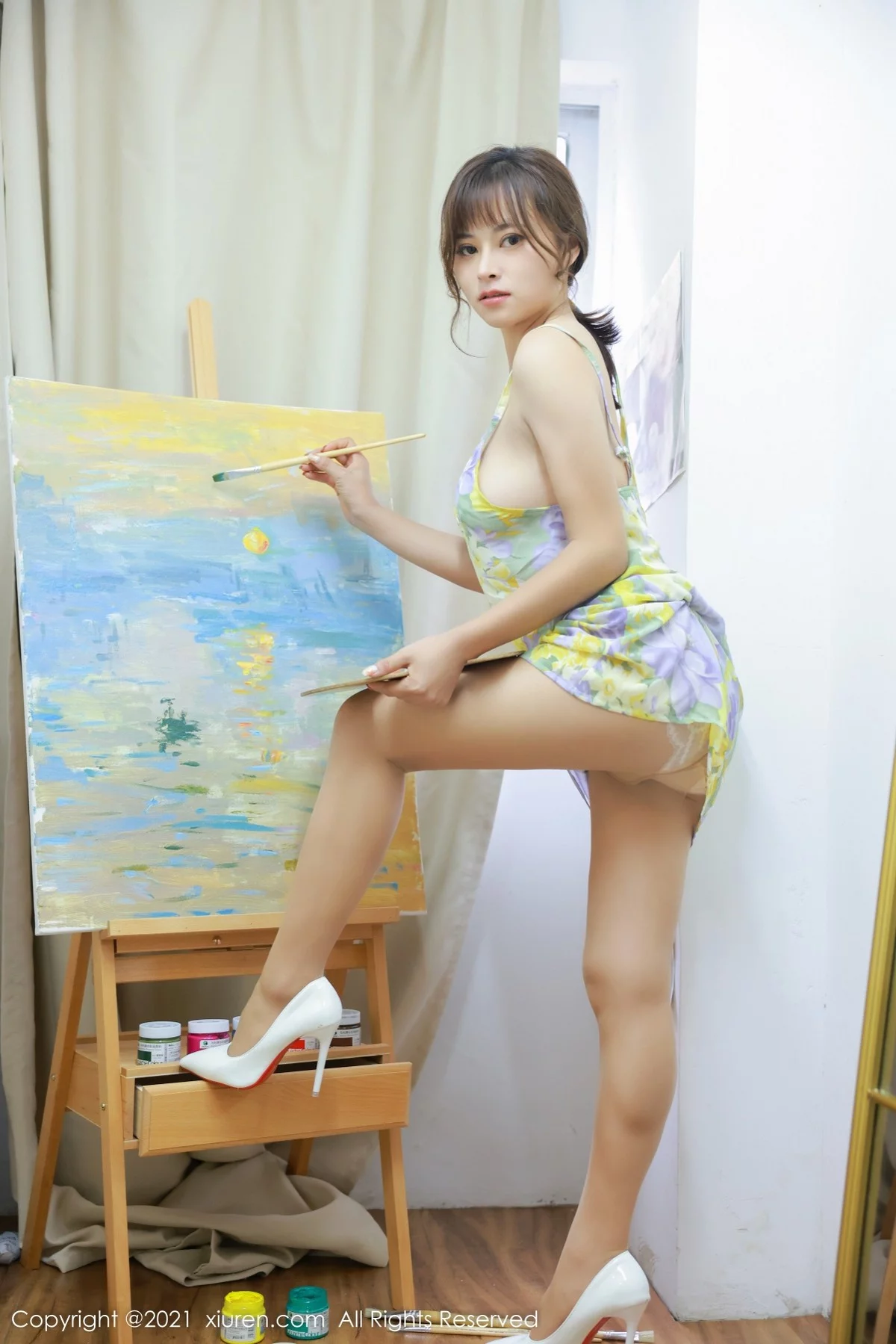 模特奈沐子云南大理旅拍画室创作主题露豪乳带子遮点诱惑写真57P-第1章-图片2