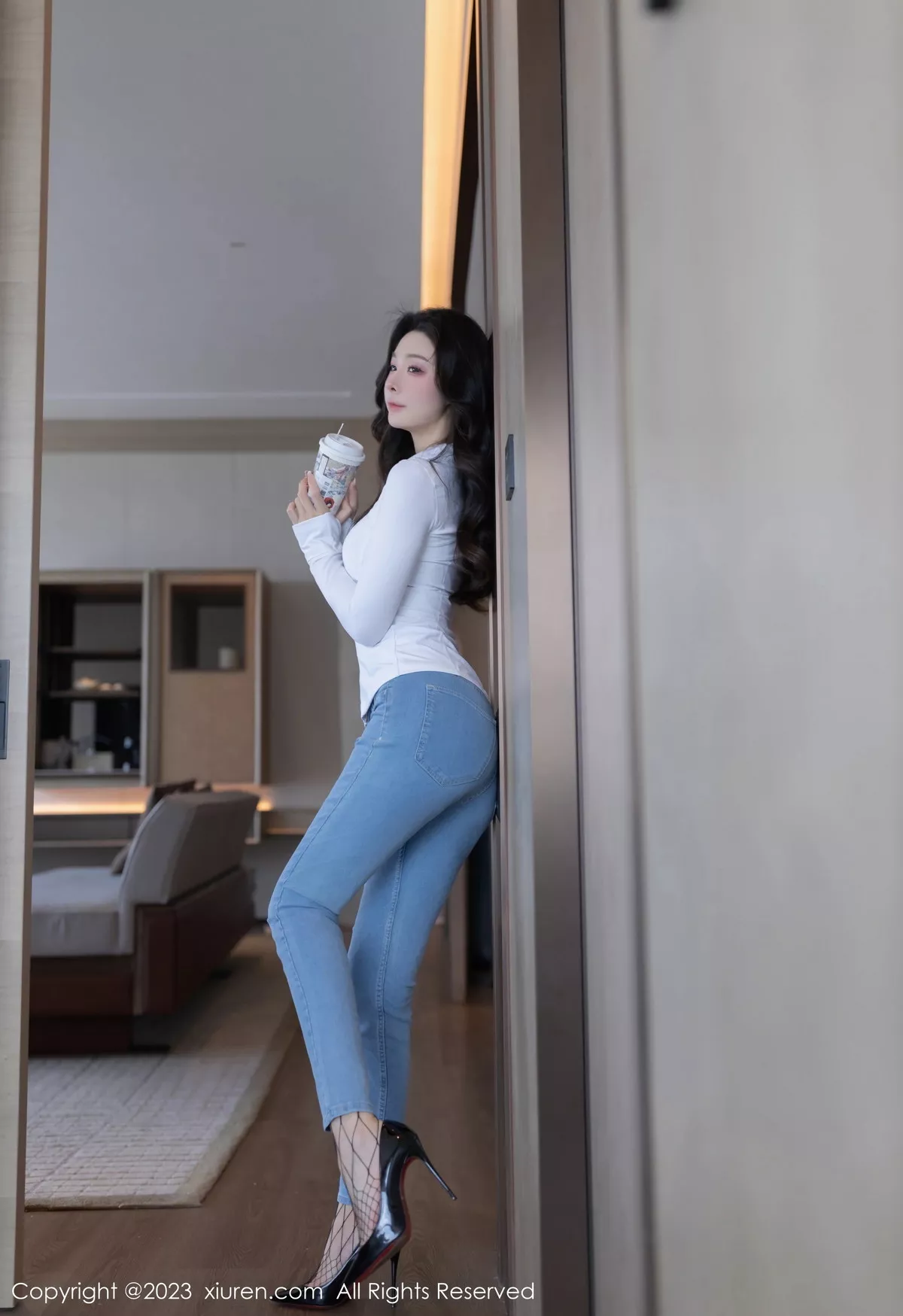 模特小逗逗性感黑色网格情趣服饰配白色内衣秀曼妙身姿诱惑写真80P-第1章-图片2