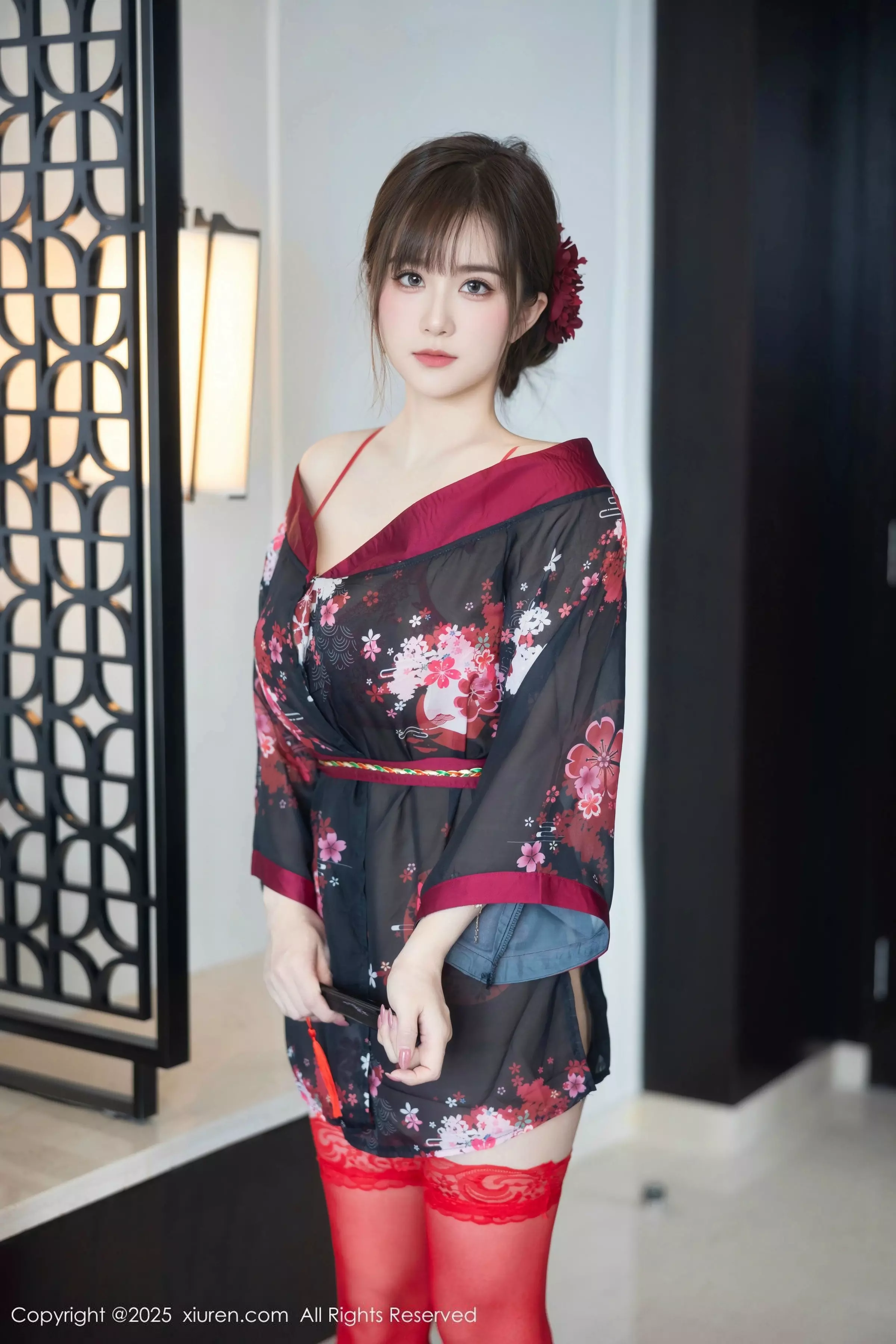 模特小肉肉咪性感红色情趣内衣配红色丝袜秀凹凸身材诱惑写真67P-第1章-图片2