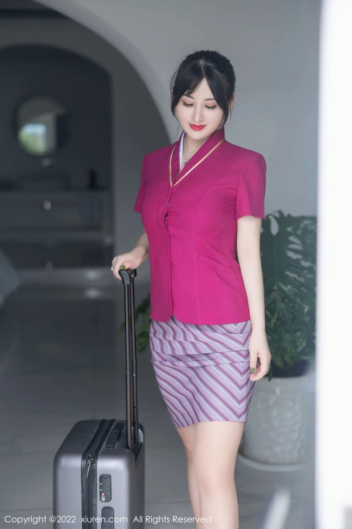 模特诗诗kiki大理旅拍半脱空姐制服露性感蕾丝内衣完美诱惑写真83P-第1章-图片2