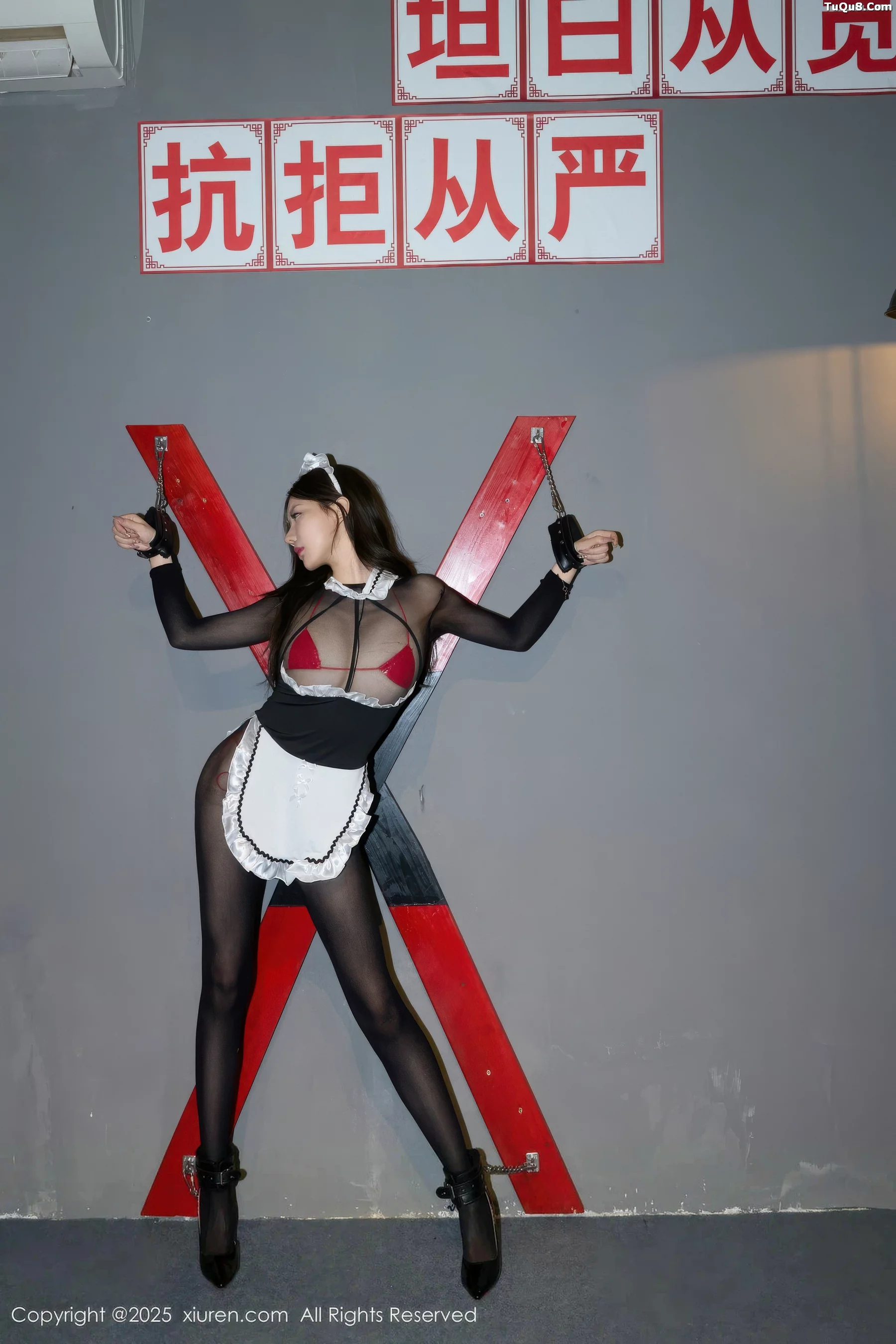 模特尹甜甜sunny性感女仆装露黑色连体丝袜秀惹火身材诱惑写真85P-第1章-图片2