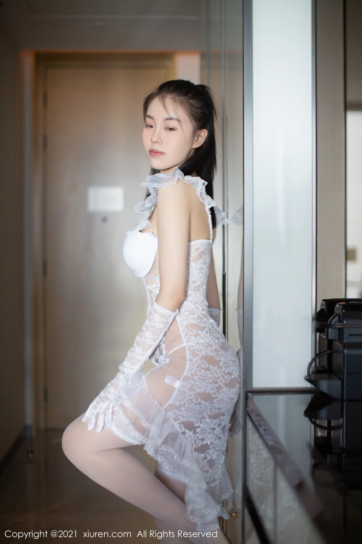 模特一颗甜蛋黄a私房白色唯美婚纱缕空秀惹火身材完美诱惑写真66P-第1章-图片1