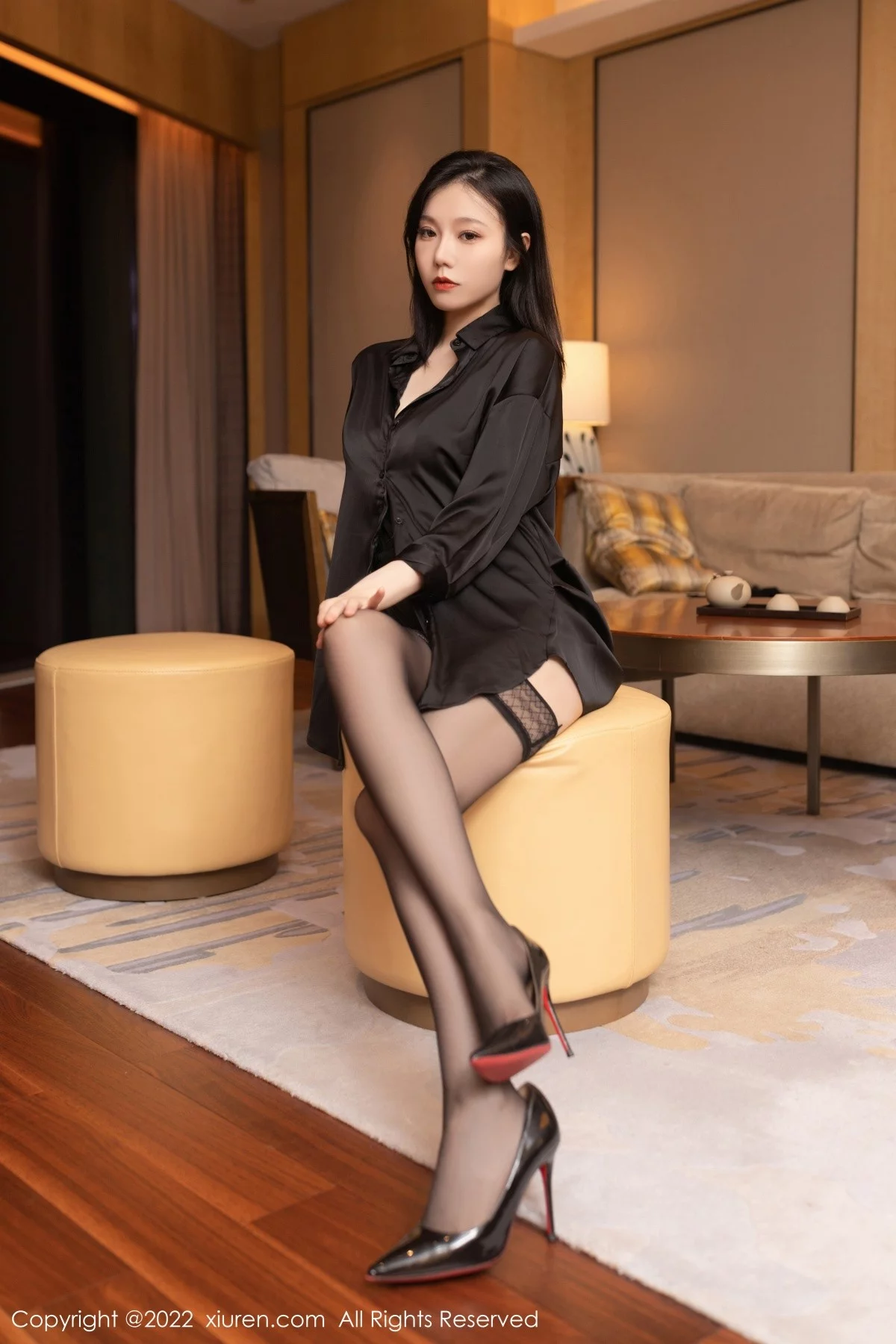 模特安然anran私房黑色情趣服饰配黑丝袜秀柔美身段诱惑写真86P-第1章-图片1