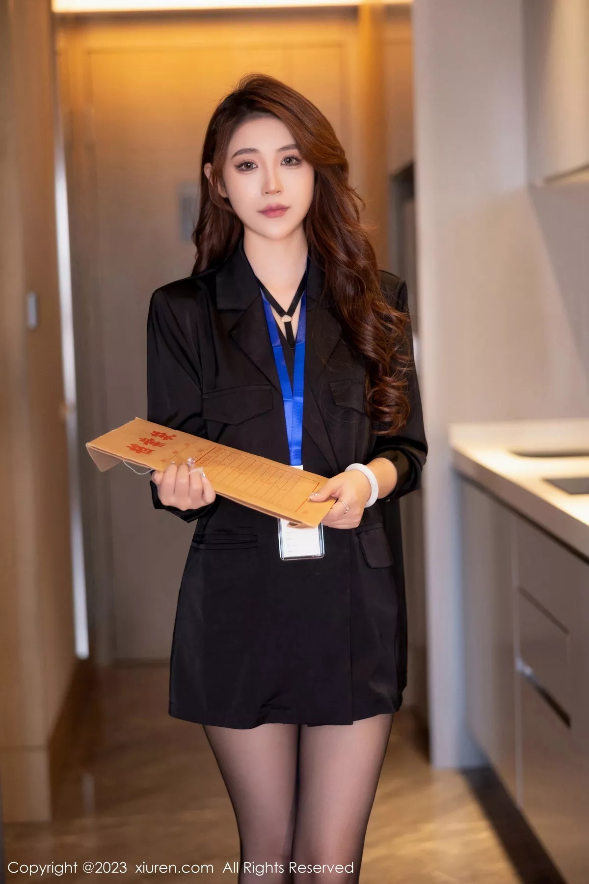 模特汐汐baby黑色Ol服饰露性感黑色薄纱蕾丝内衣完美诱惑写真98P-第1章-图片3