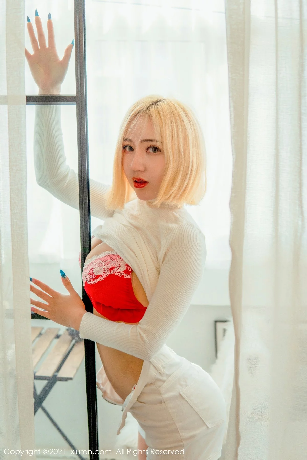 嫩模文静儿私房半脱露性感红色内衣秀魔鬼身材浑圆翘臀诱惑写真63P-第1章-图片2