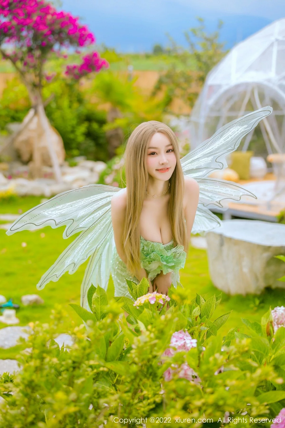 女神朱可儿Flora大理旅拍绿色精灵服饰低胸秀傲人豪乳诱惑写真68P-第1章-图片2