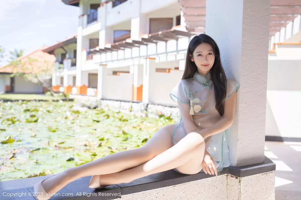 模特唐安琪性感白色轻透旗袍服配超薄肉丝秀惹火身材诱惑写真80P-第1章-图片1