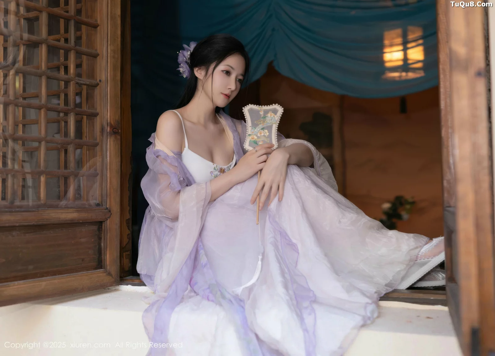 模特鱼子酱Fish性感紫色连衣裙配白色丝袜秀曼妙身姿诱惑写真74P-第1章-图片2