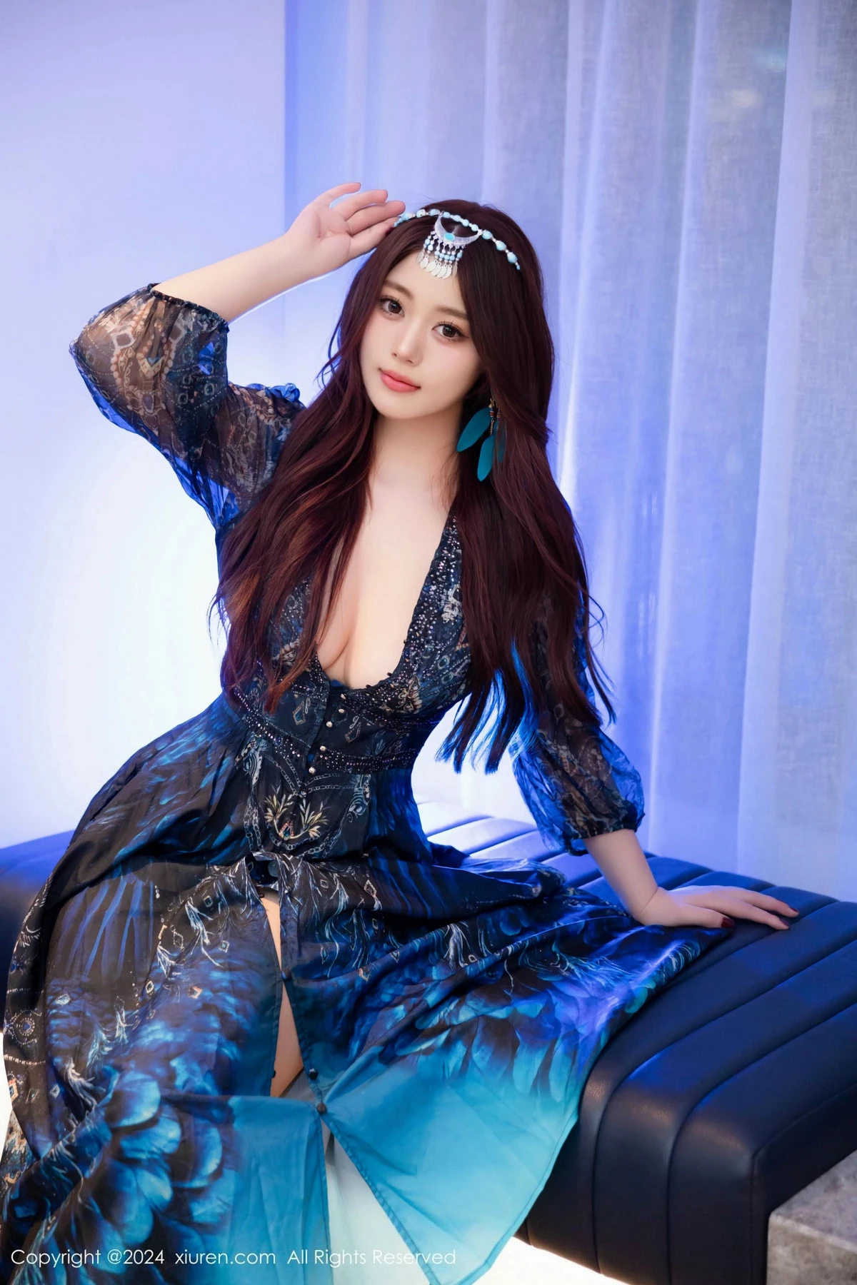 模特蛋蛋宝性感异域风情服露蕾丝内衣配开档黑丝秀翘臀诱惑写真78P-第1章-图片3