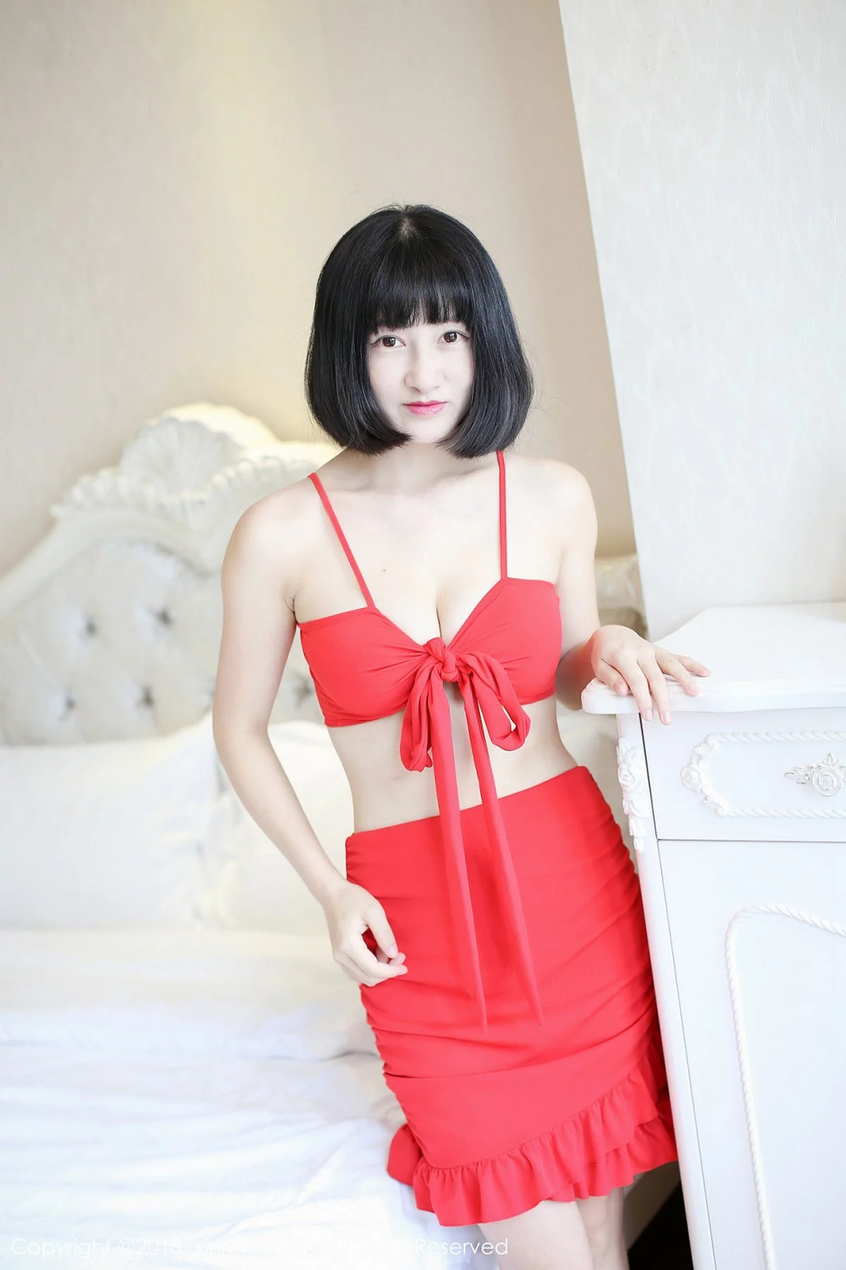 嫩模小探戈居家私房白色内衣配牛仔短裙秀豪乳诱惑写真41P-第1章-图片3