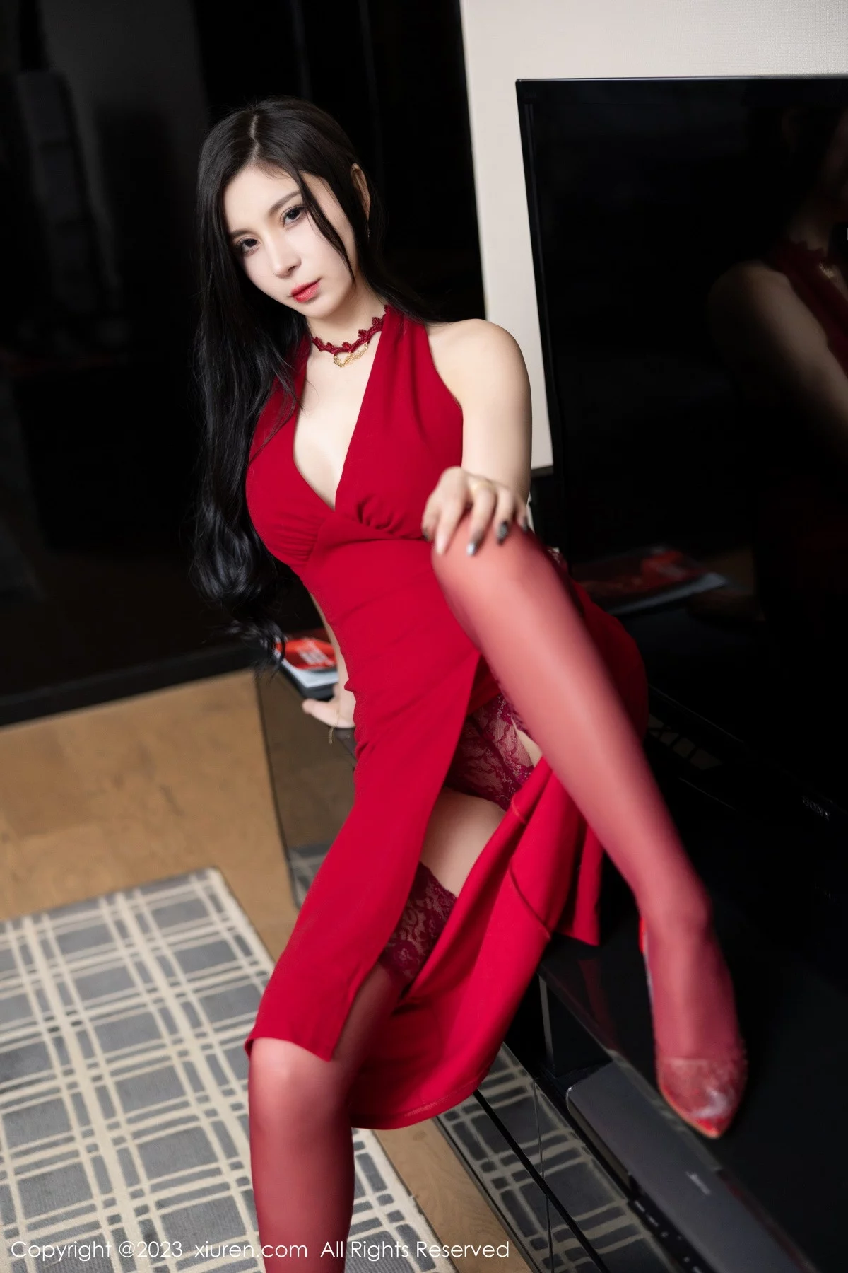 模特小蛮妖Yummy红色连衣短裙露红色蕾丝内衣惹火诱惑写真82P-第1章-图片3