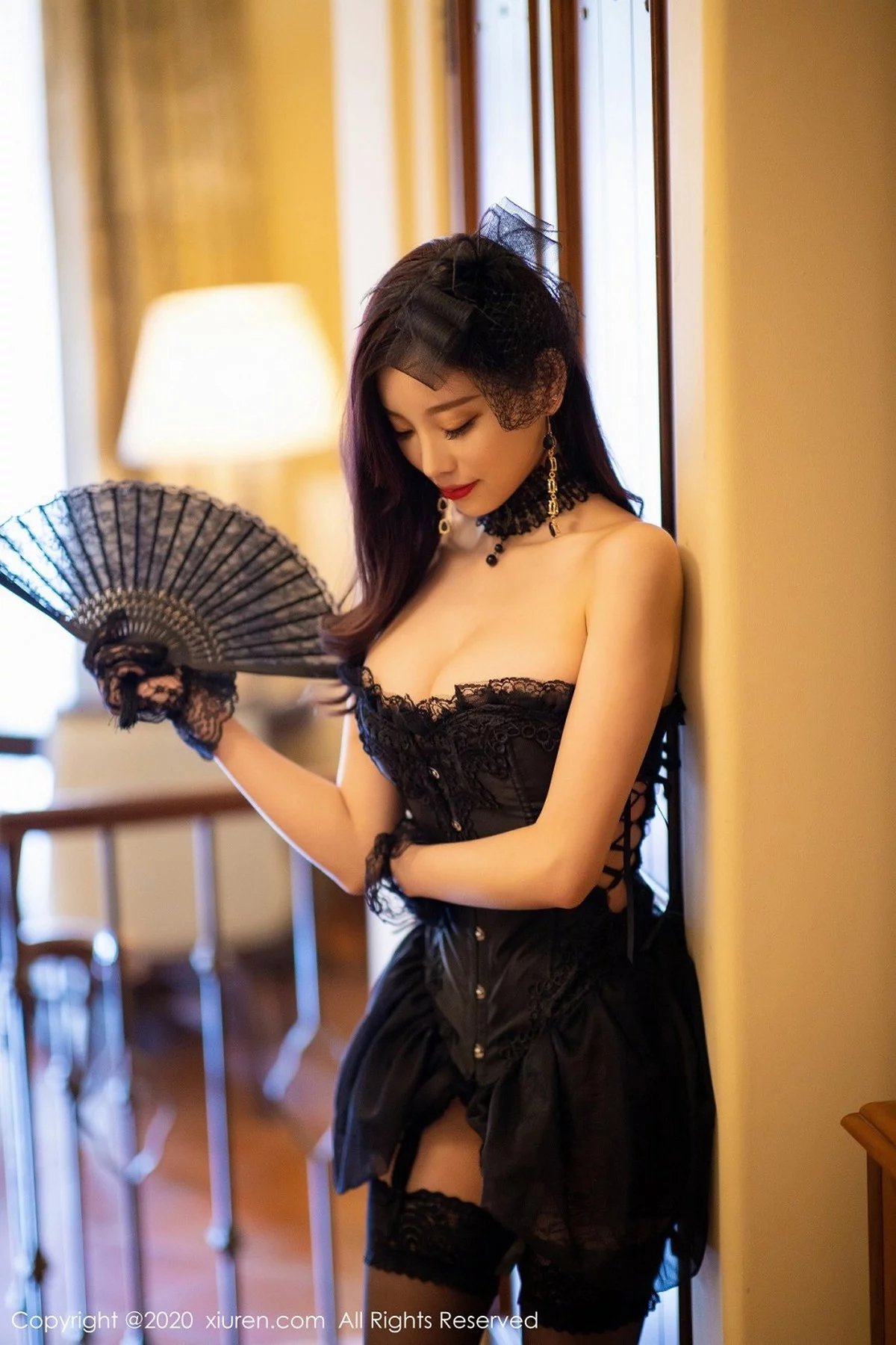 女神杨晨晨sugar私房黑色情趣内衣配吊带黑丝裤袜极致魅惑写真56P-第1章-图片3