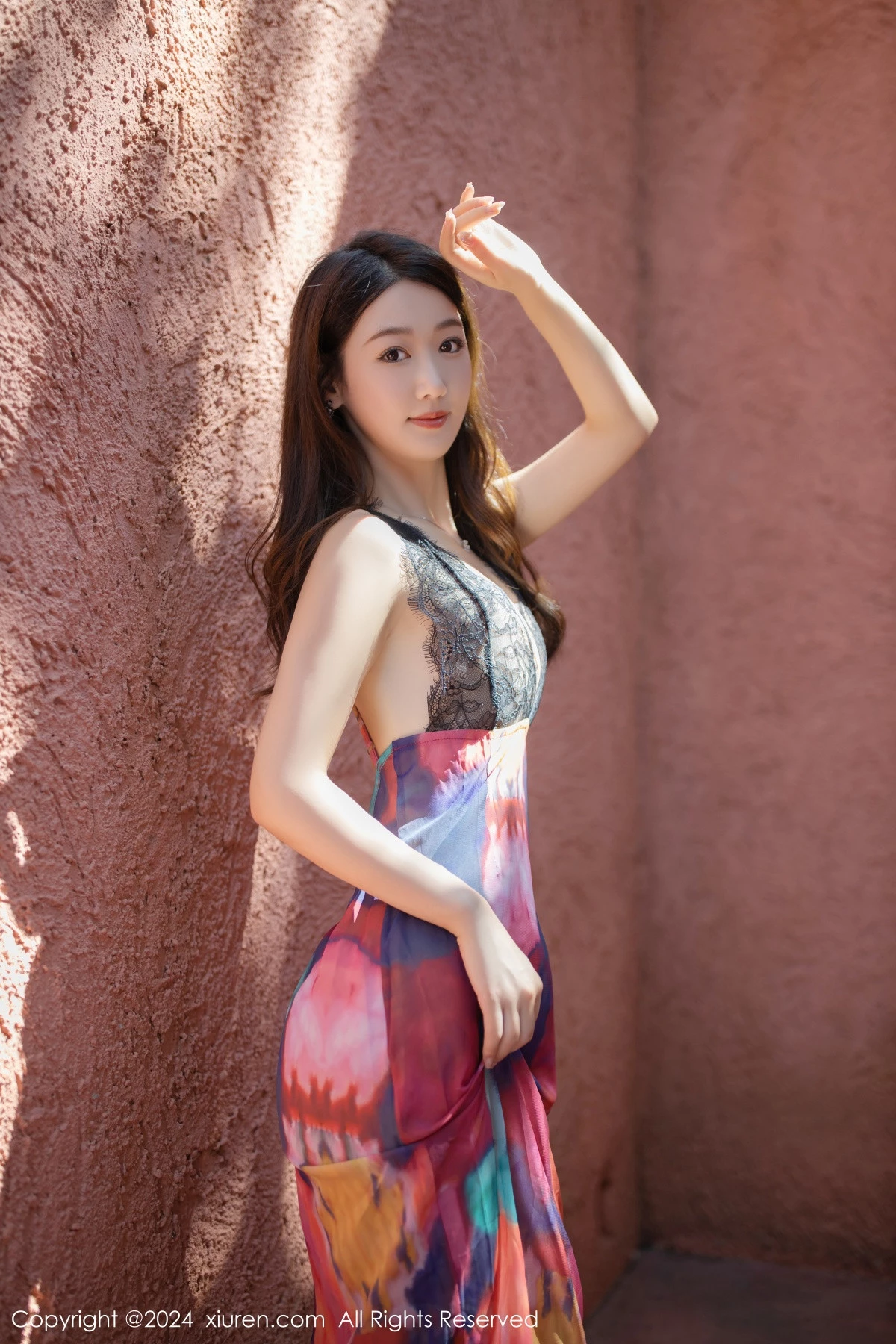 模特唐安琪性感拼色连衣长裙露黑色蕾丝内衣秀曼妙身姿诱惑写真80P-第1章-图片3