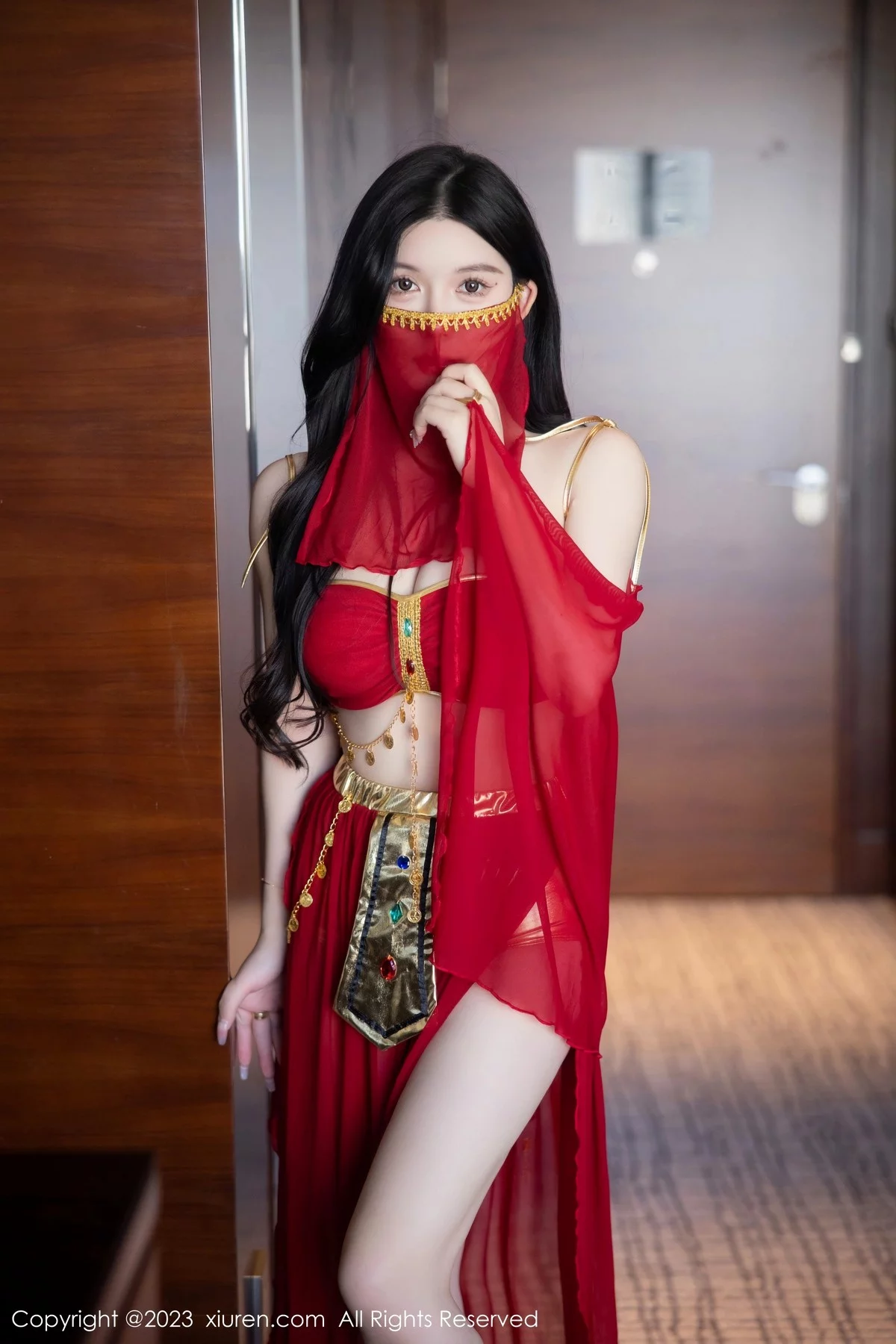 模特林珊珊性感红色西域舞娘装扮秀曼妙丰腴身姿迷人诱惑写真84P-第1章-图片3