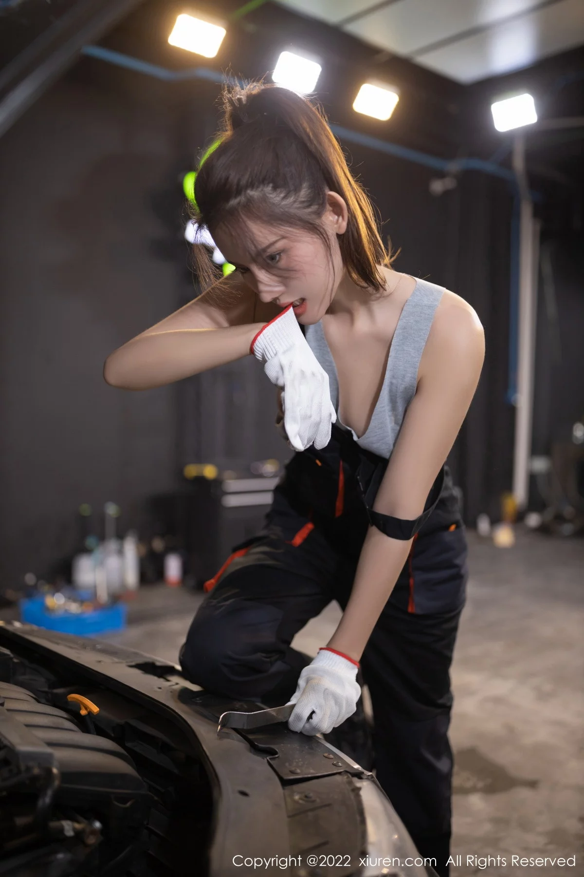 模特就是阿朱啊洗车场景性感黑色服饰秀绝美身姿惹火诱惑写真90P-第1章-图片2