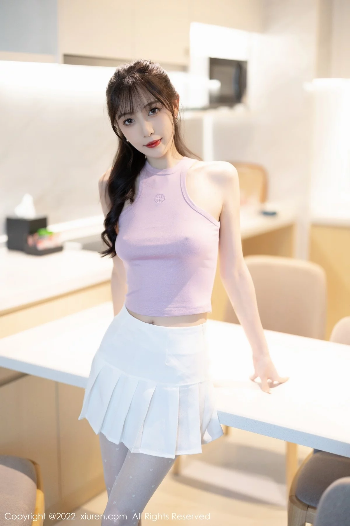模特林星阑性感淡紫真空上衣配白短裙秀曼妙身姿迷人诱惑写真82P-第1章-图片3