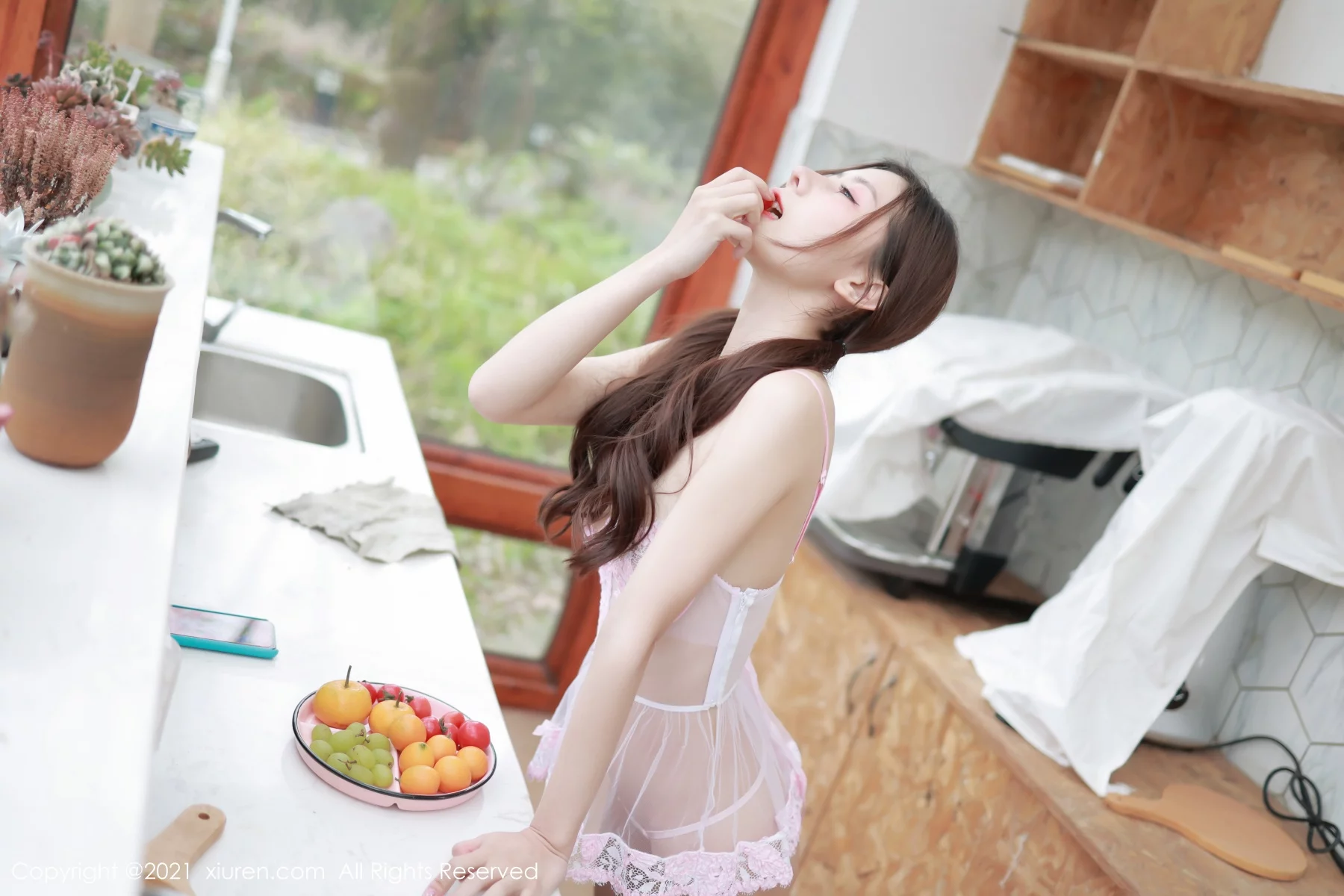 嫩模尹甜甜居家女友主题轻透镂空粉色内衣秀美乳翘臀诱惑写真86P-第1章-图片3