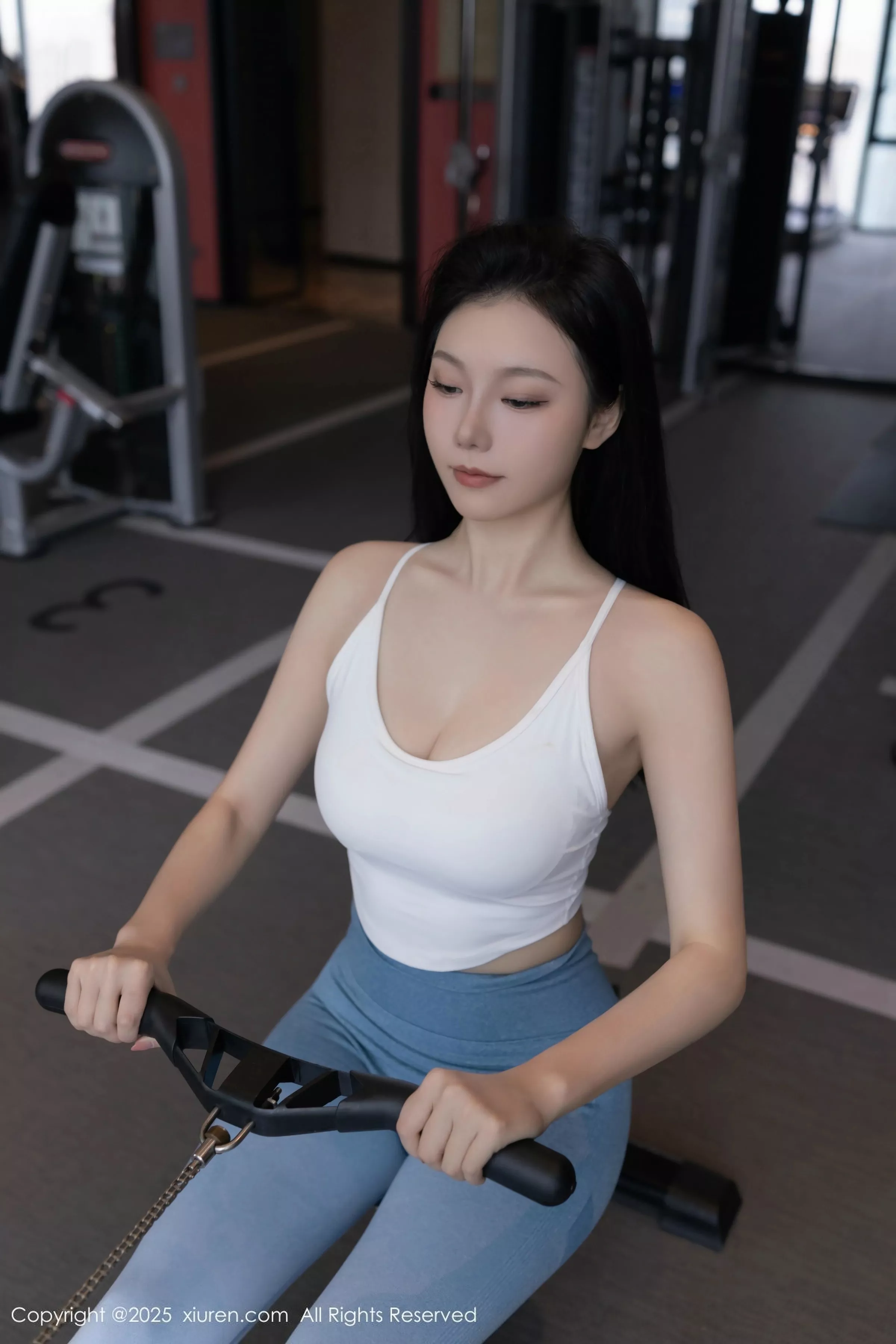 模特安然anran健身房性感蓝白色运动服秀曼妙身姿完美诱惑写真80P-第1章-图片3