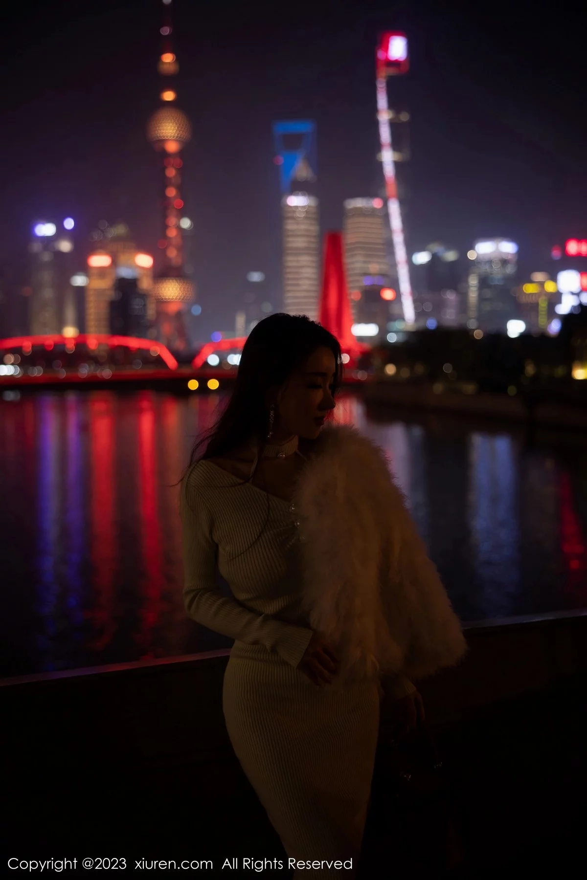 模特雨儿1494性感白色连身长裙露黑色内衣秀丰腴身材诱惑写真85P-第1章-图片1