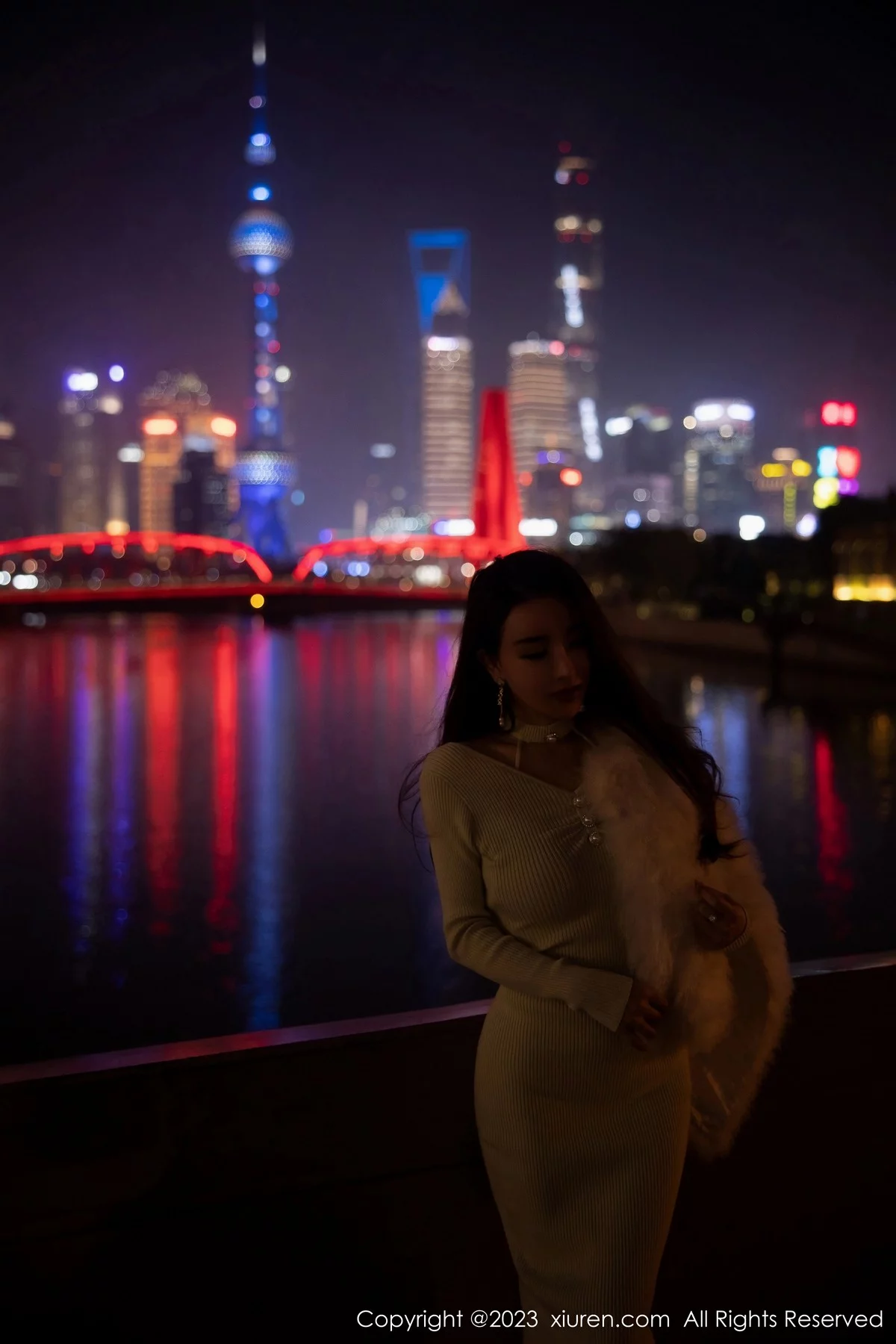 模特雨儿1494性感白色连身长裙露黑色内衣秀丰腴身材诱惑写真85P-第1章-图片3