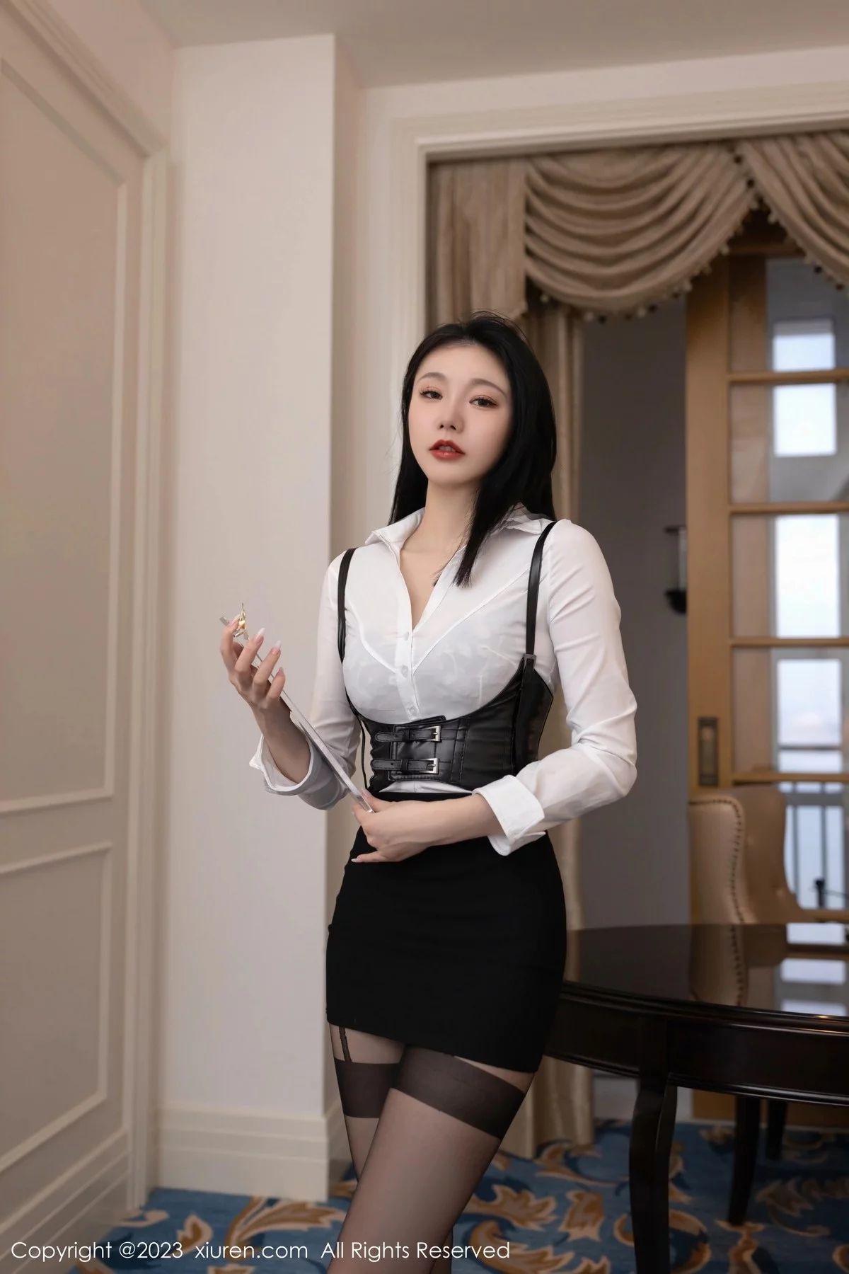 模特安然anran秘书角色轻透黑色蕾丝内衣秀曼妙身姿诱惑写真80P-第1章-图片1