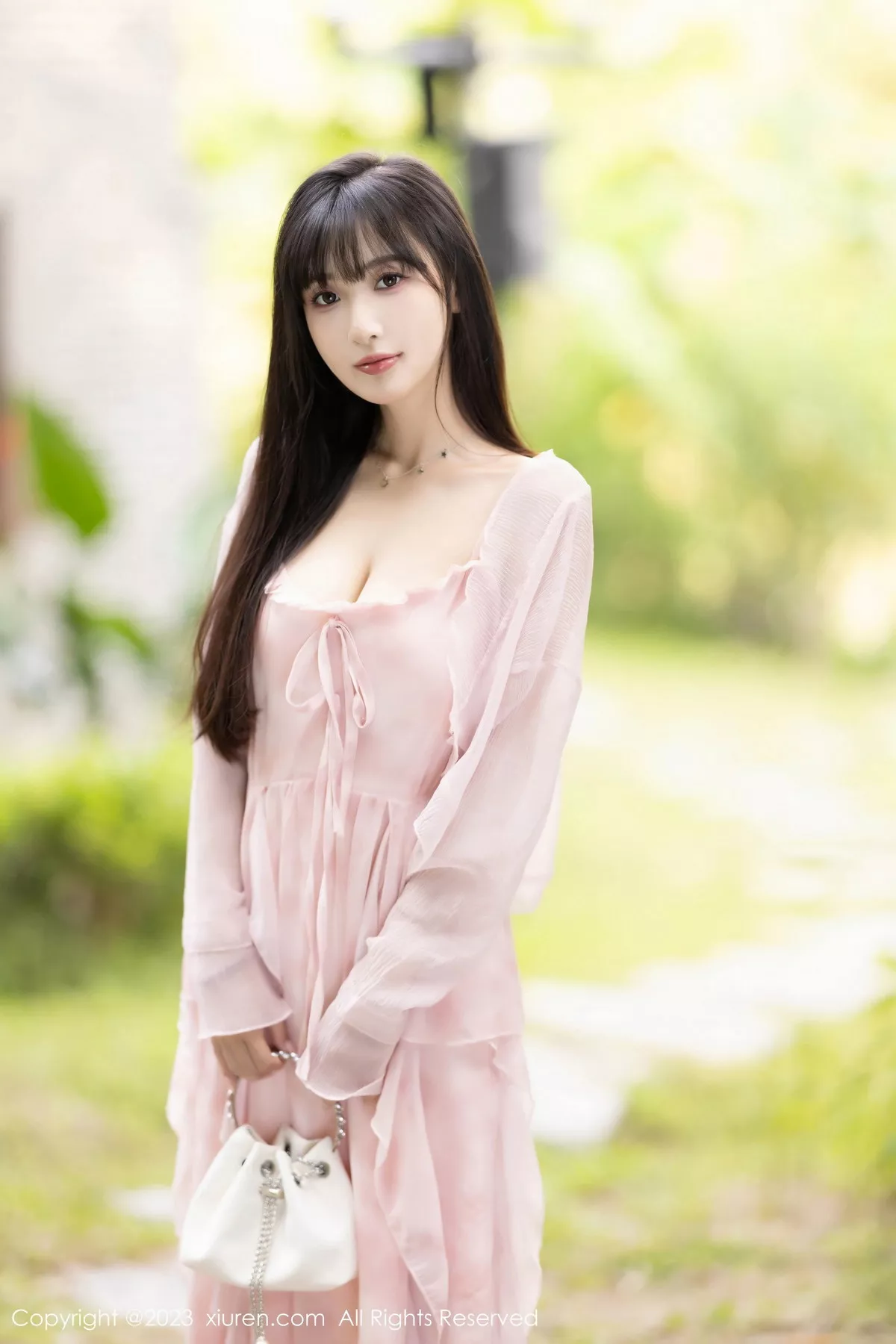 模特林星阑性感粉色连衣长裙露粉色内衣配粉丝袜完美诱惑写真83P-第1章-图片1