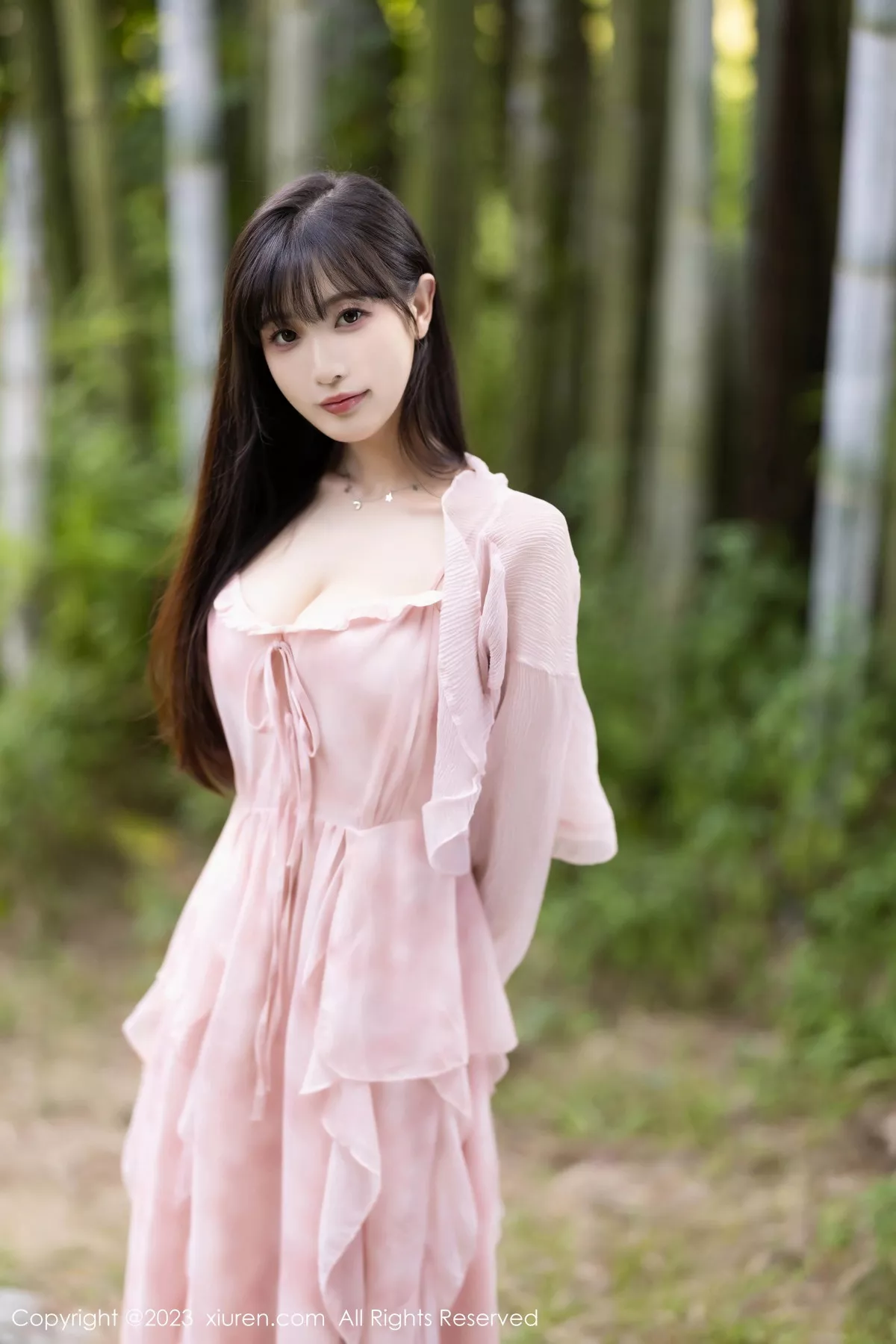 模特林星阑性感粉色连衣长裙露粉色内衣配粉丝袜完美诱惑写真83P-第1章-图片2