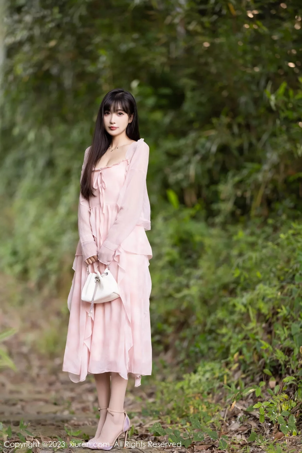 模特林星阑性感粉色连衣长裙露粉色内衣配粉丝袜完美诱惑写真83P-第1章-图片3