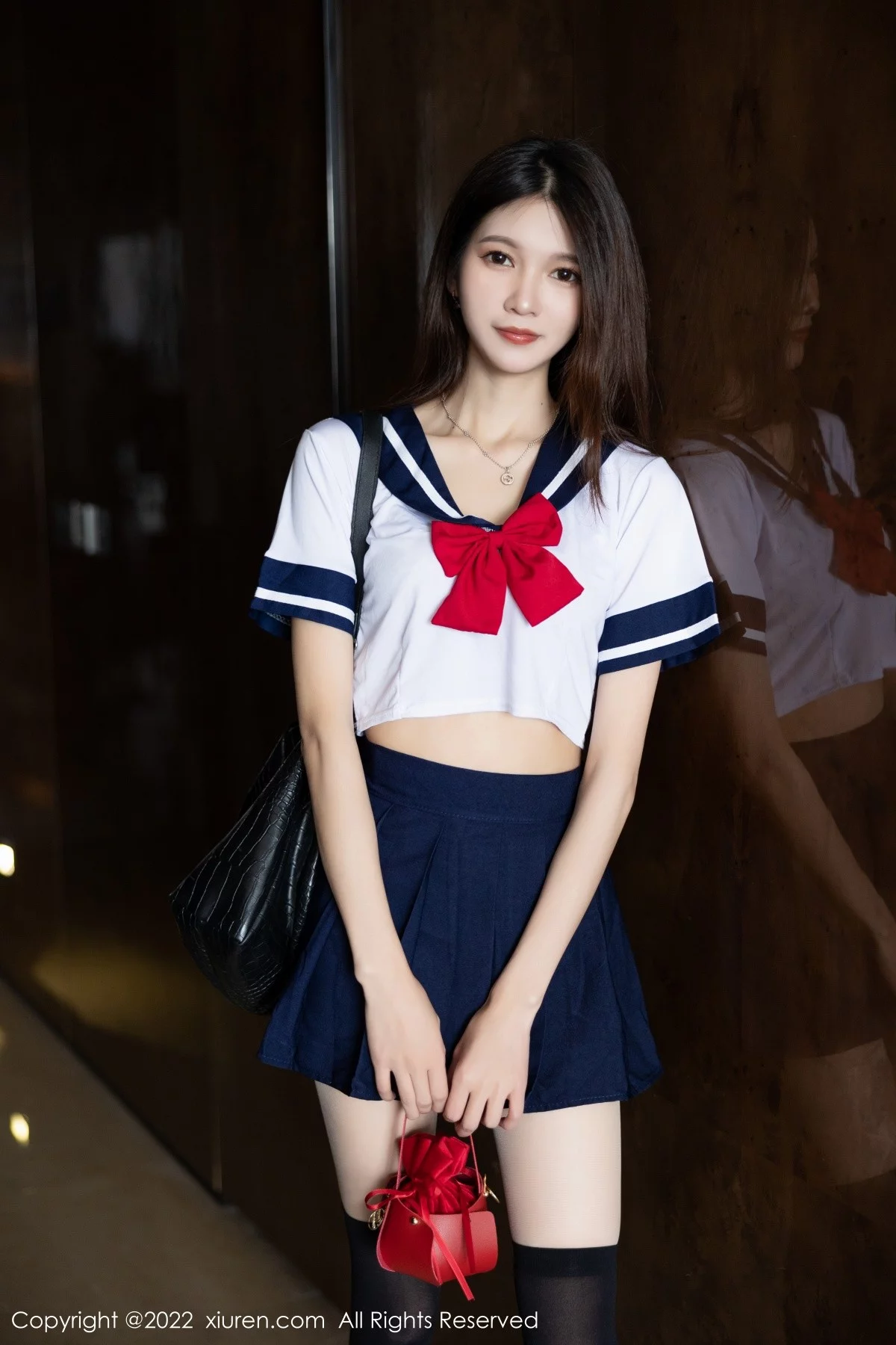 模特程程程私房性感学生制服半脱露淡色蕾丝内衣迷人诱惑写真73P-第1章-图片2