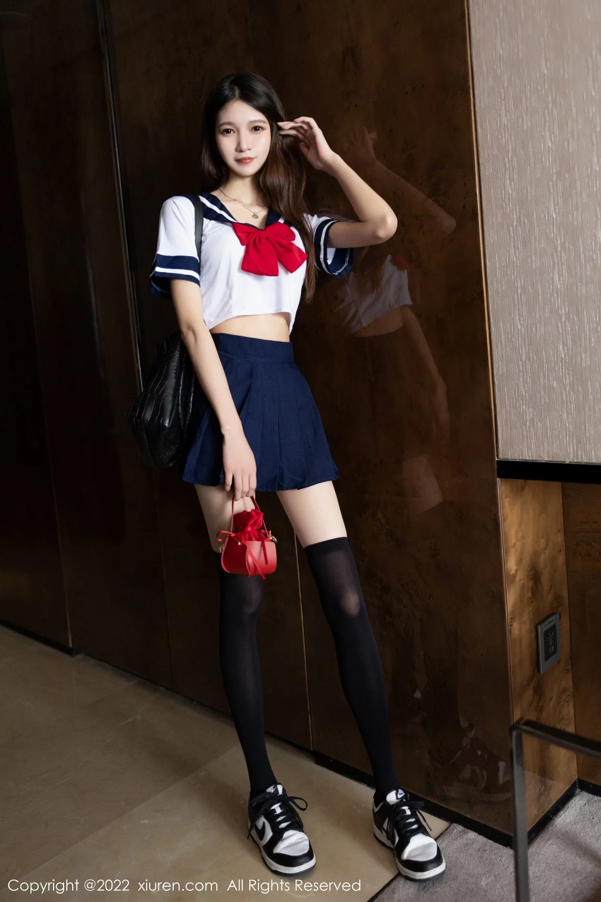 模特程程程私房性感学生制服半脱露淡色蕾丝内衣迷人诱惑写真73P-第1章-图片3