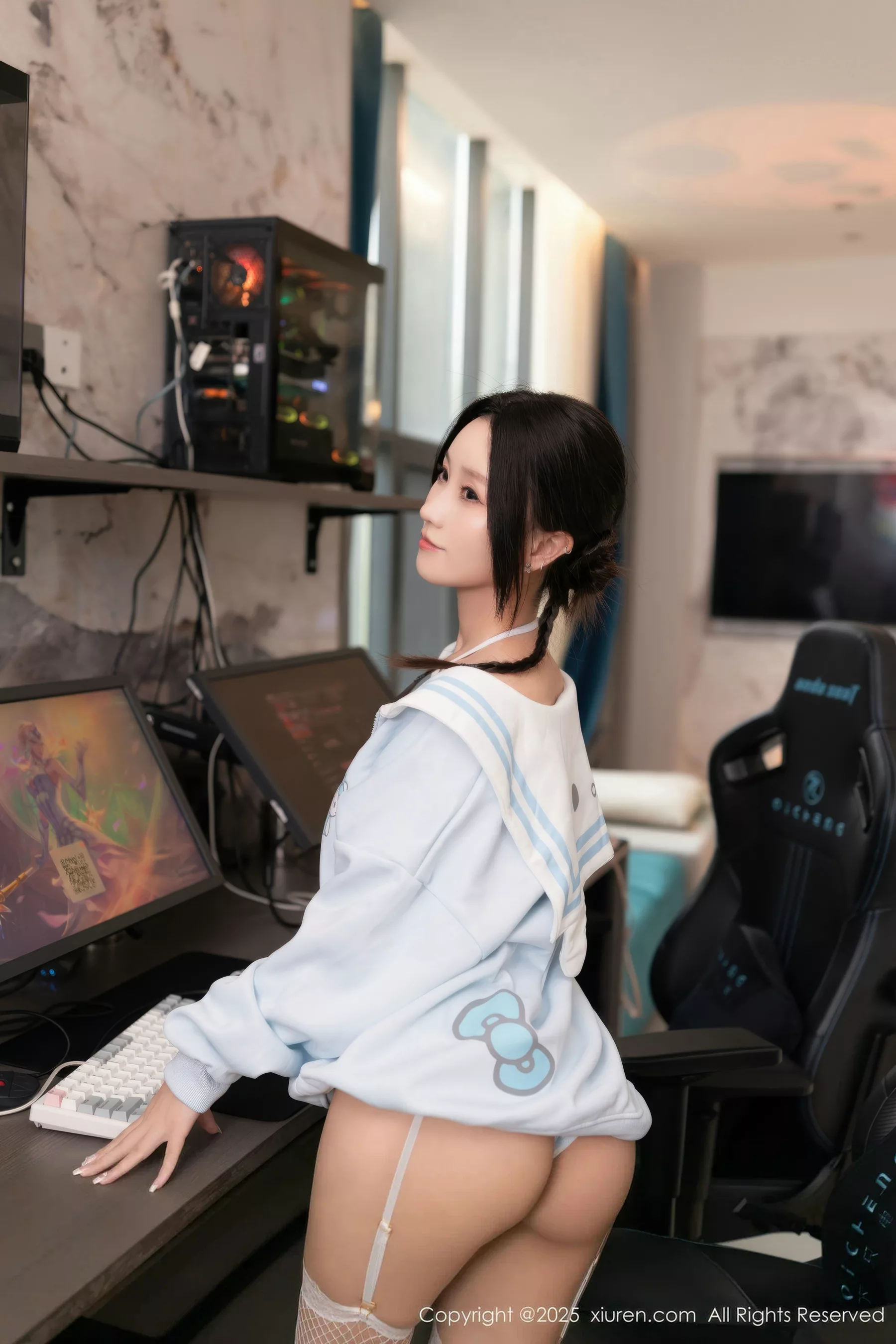 模特杏子Yada性感蓝色三点式内衣配白丝网袜秀曼妙身姿诱惑写真72P-第1章-图片4