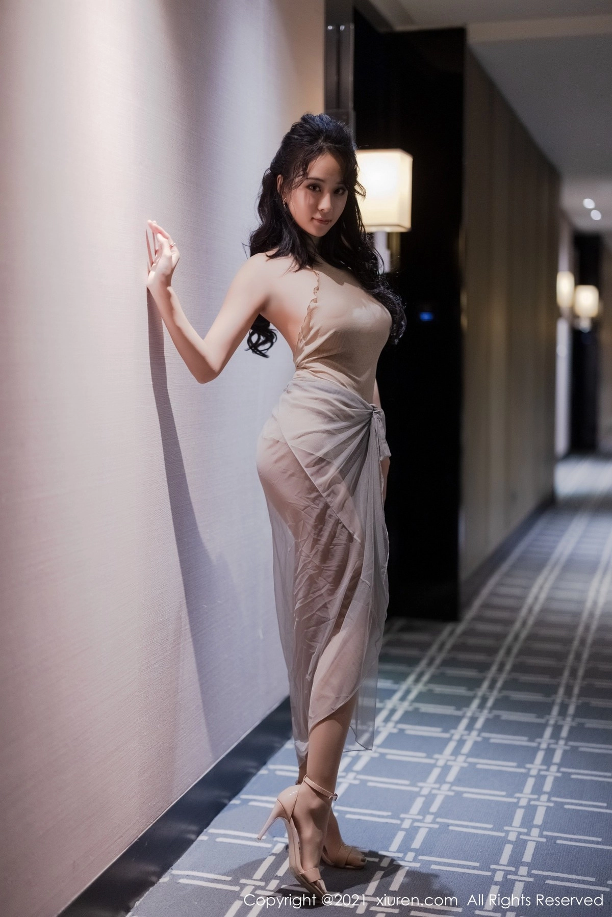 模特蓝夏Akasha肉色服饰配无内肉丝裤袜秀热辣身姿诱惑写真50P-第1章-图片1