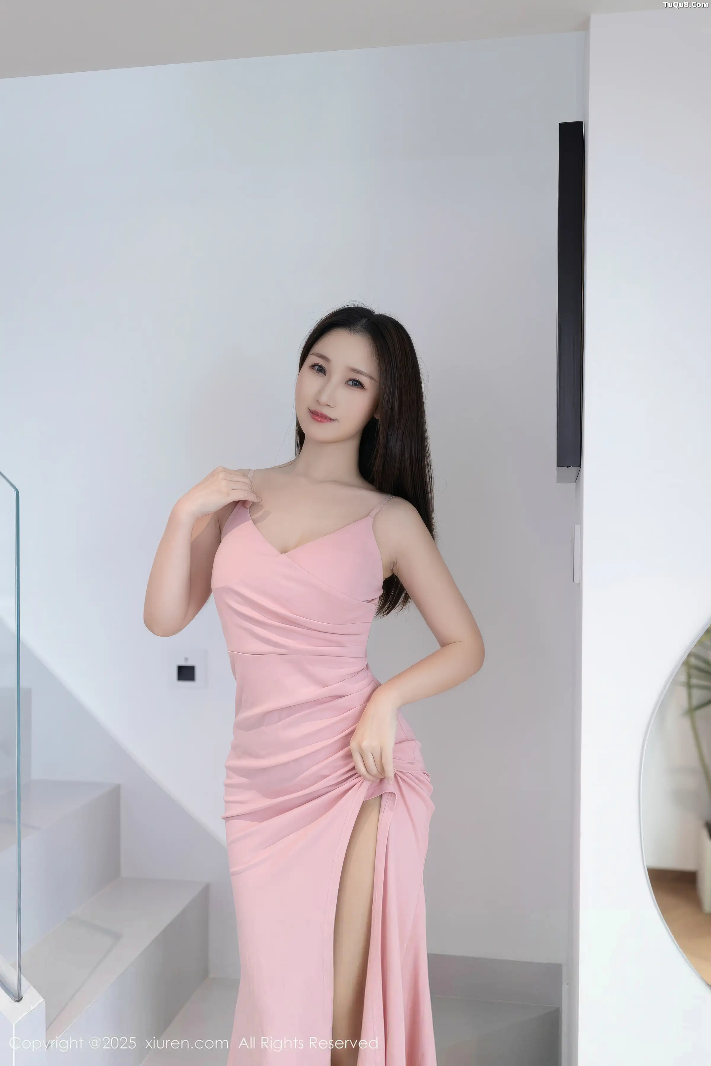 模特杏子Yada性感粉色连衣长裙配超薄肉丝秀曼妙身姿诱惑写真82P-第1章-图片2