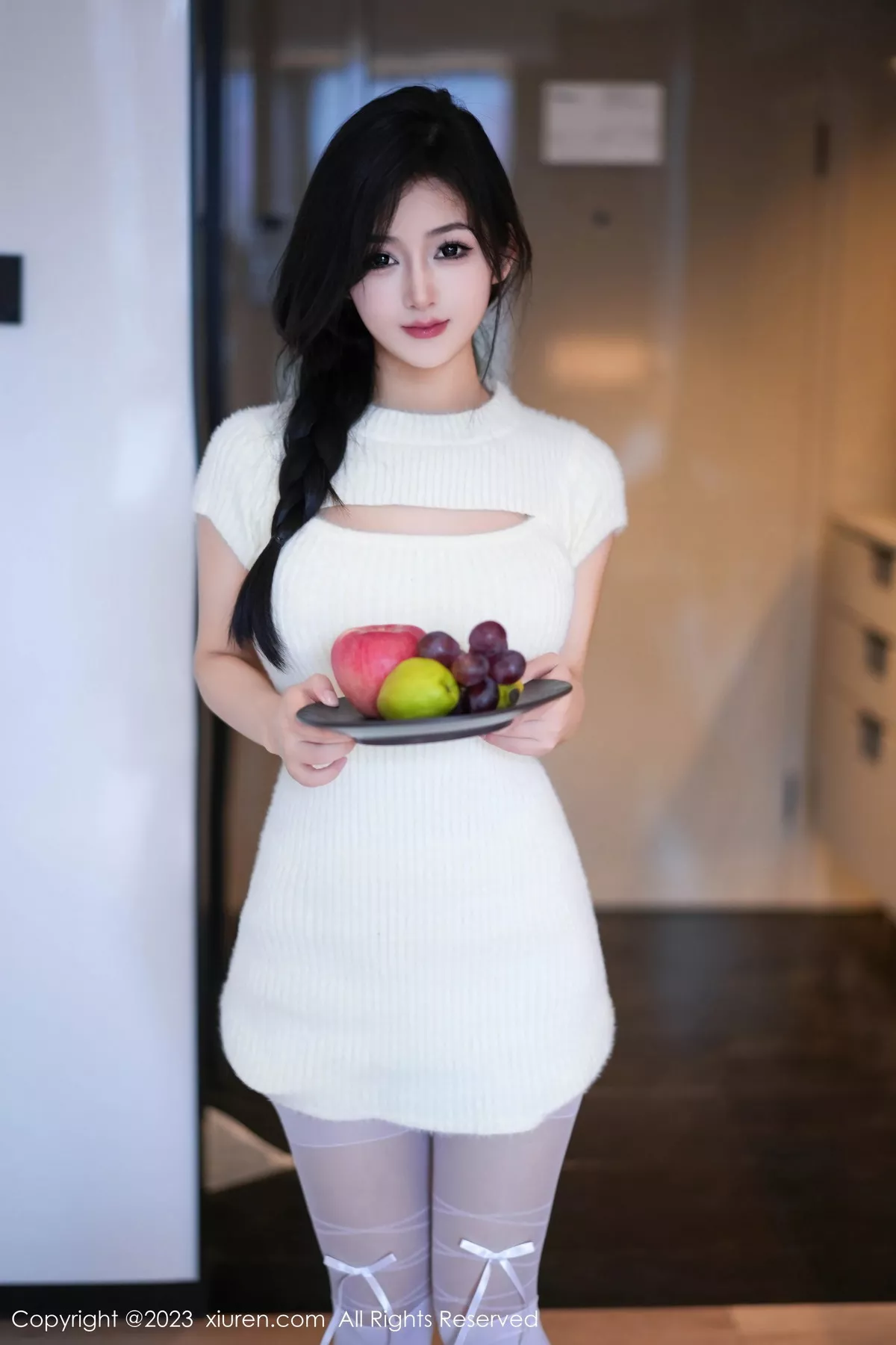 模特小逗逗性感黑色OL装露蓝灰色蕾丝内衣配超薄黑丝诱惑写真78P-第1章-图片1