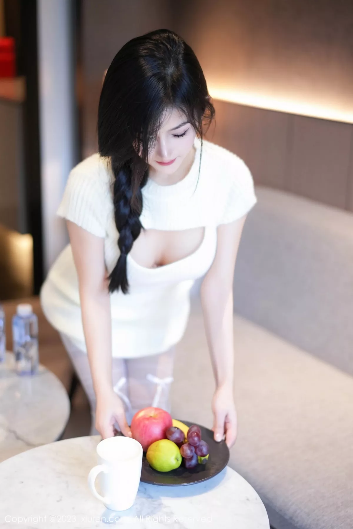 模特小逗逗性感黑色OL装露蓝灰色蕾丝内衣配超薄黑丝诱惑写真78P-第1章-图片2