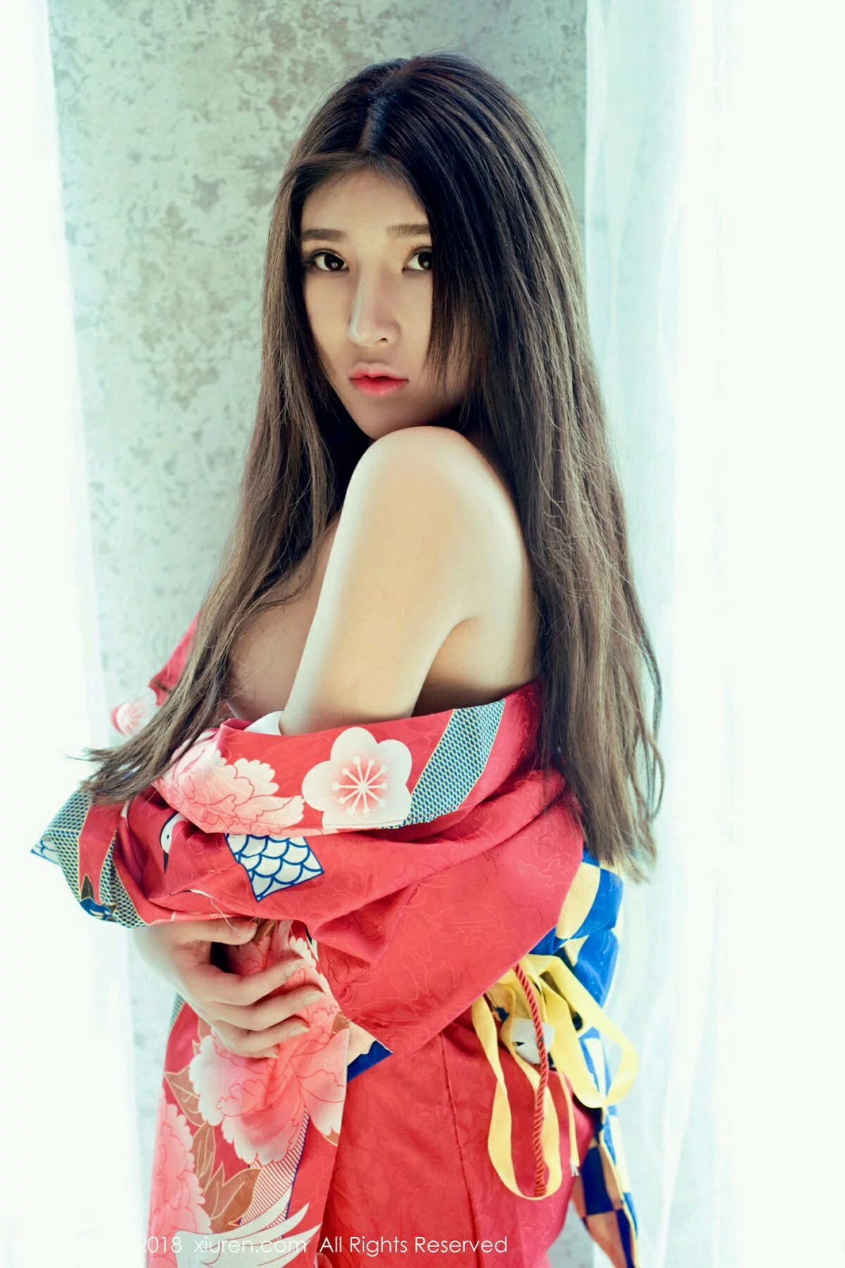 嫩模当然是小熊呀日本花魁和服+蓝色点式比基尼秀完美身材写真42P-第1章-图片1