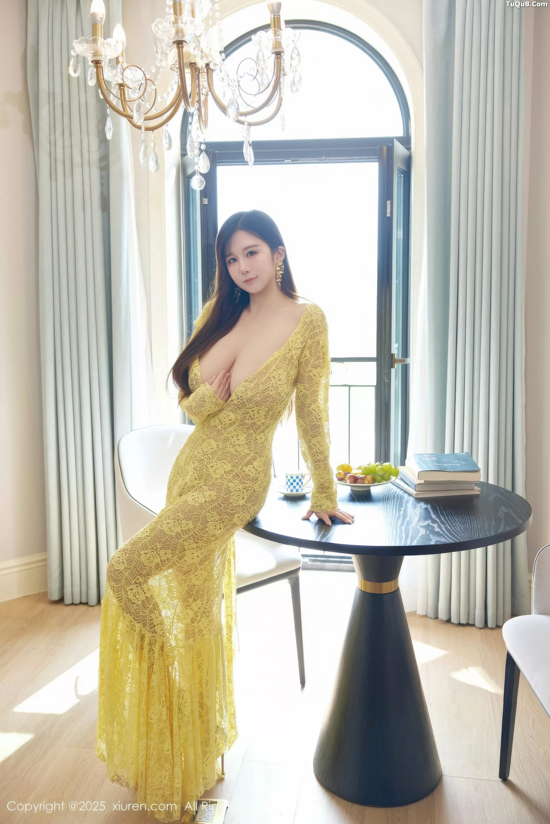 模特小肉肉咪性感黄色复古蕾丝连衣裙秀丰满身材惹火诱惑写真60P-第1章-图片2