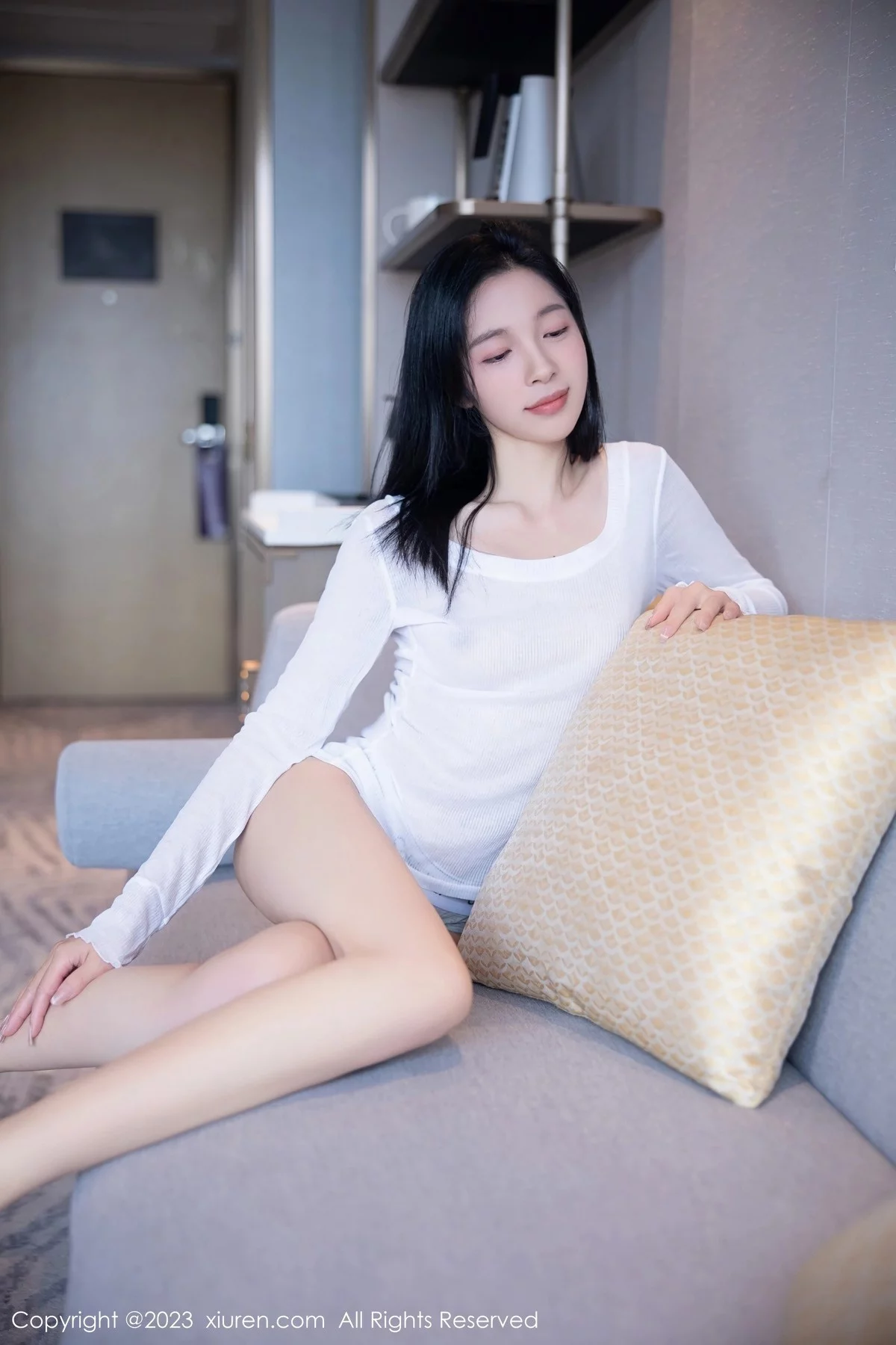 模特茜茜Kimi性感白色轻透上衣配运动内裤秀曼妙身姿诱惑写真96P-第1章-图片3