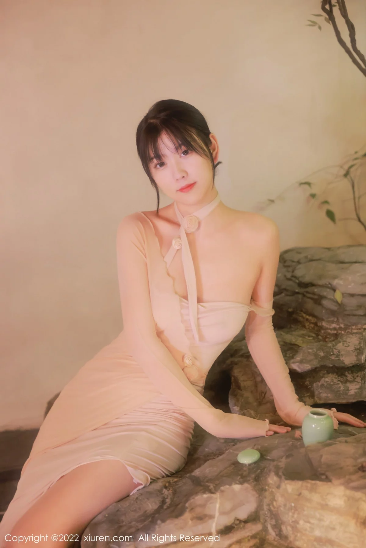 模特李雅柔182CM温泉主题粉色薄透服饰配无内肉丝湿身诱惑写真48P-第1章-图片2