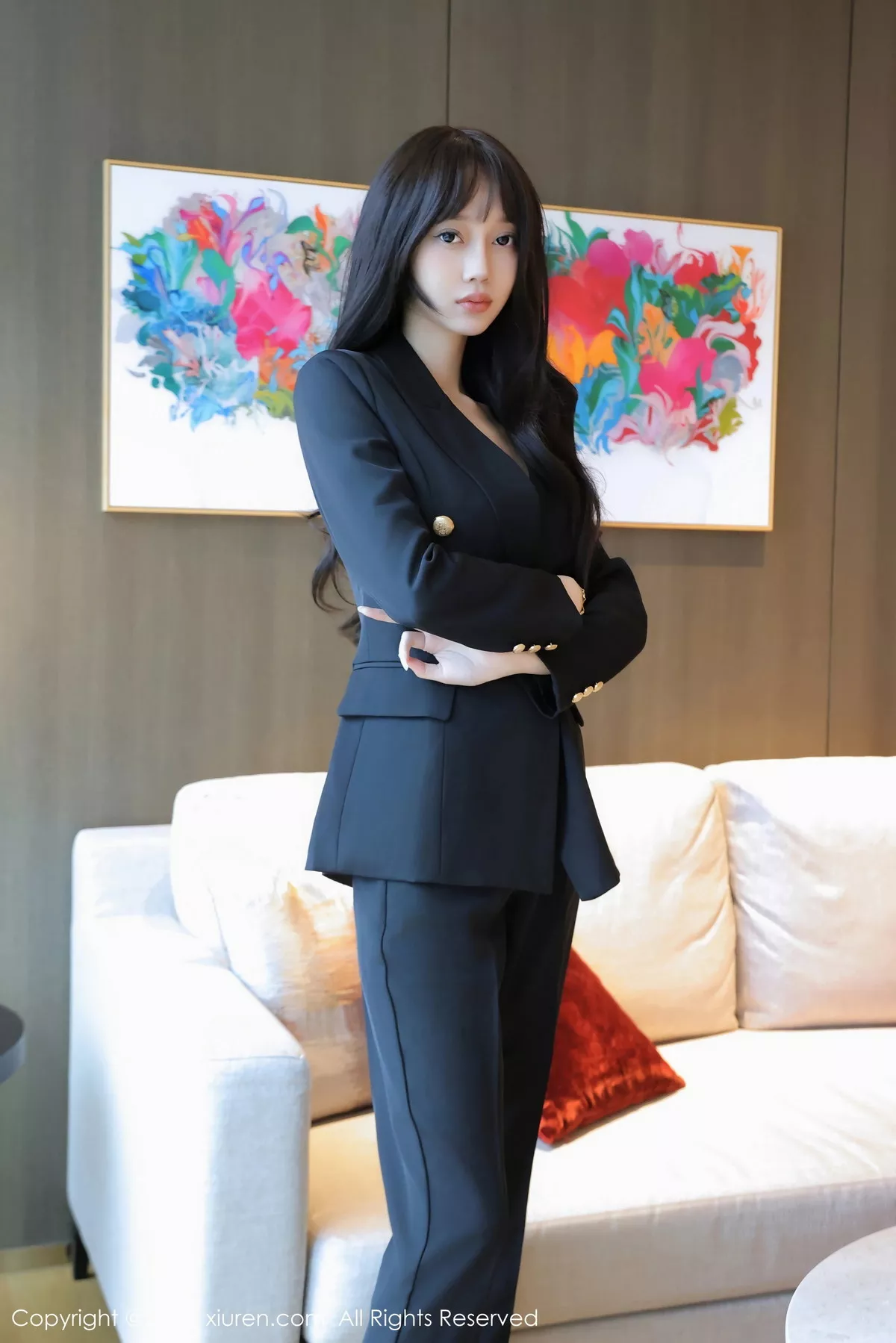 模特玥儿玥er性感薄纱暖灰内衣配黑丝裤袜秀曼妙身姿诱惑写真78P-第1章-图片2